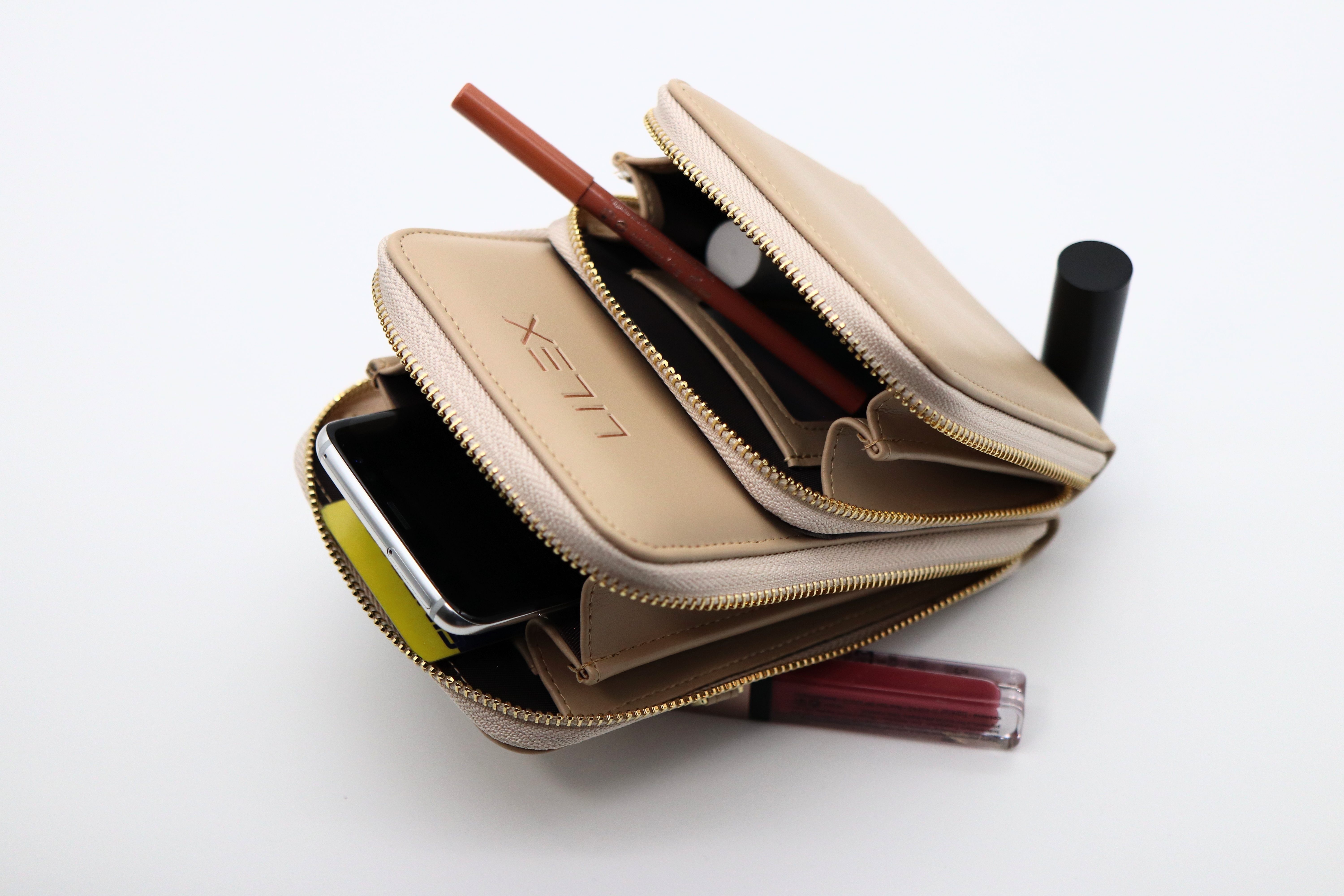 Damen Umhängetaschen Lilex Umhängetasche Mini Tasche zum Umhängen aus Leder, große Brieftasche, Geldbörse mit Kartenfächern, ver