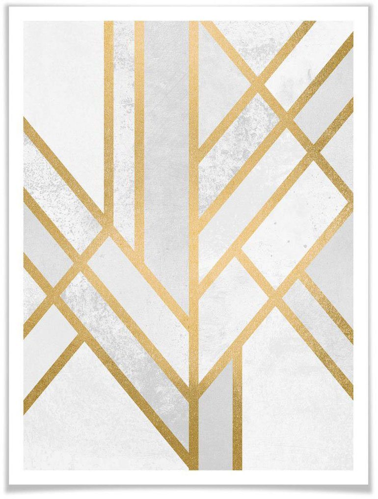 Wall-Art Poster Geometrie Gold, Schriftzug (1 St) | Poster