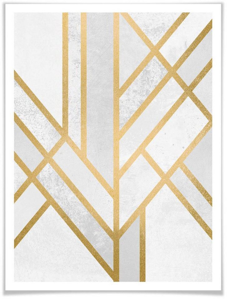 Wall-Art Poster Geometrie Gold, Schriftzug (1 St)