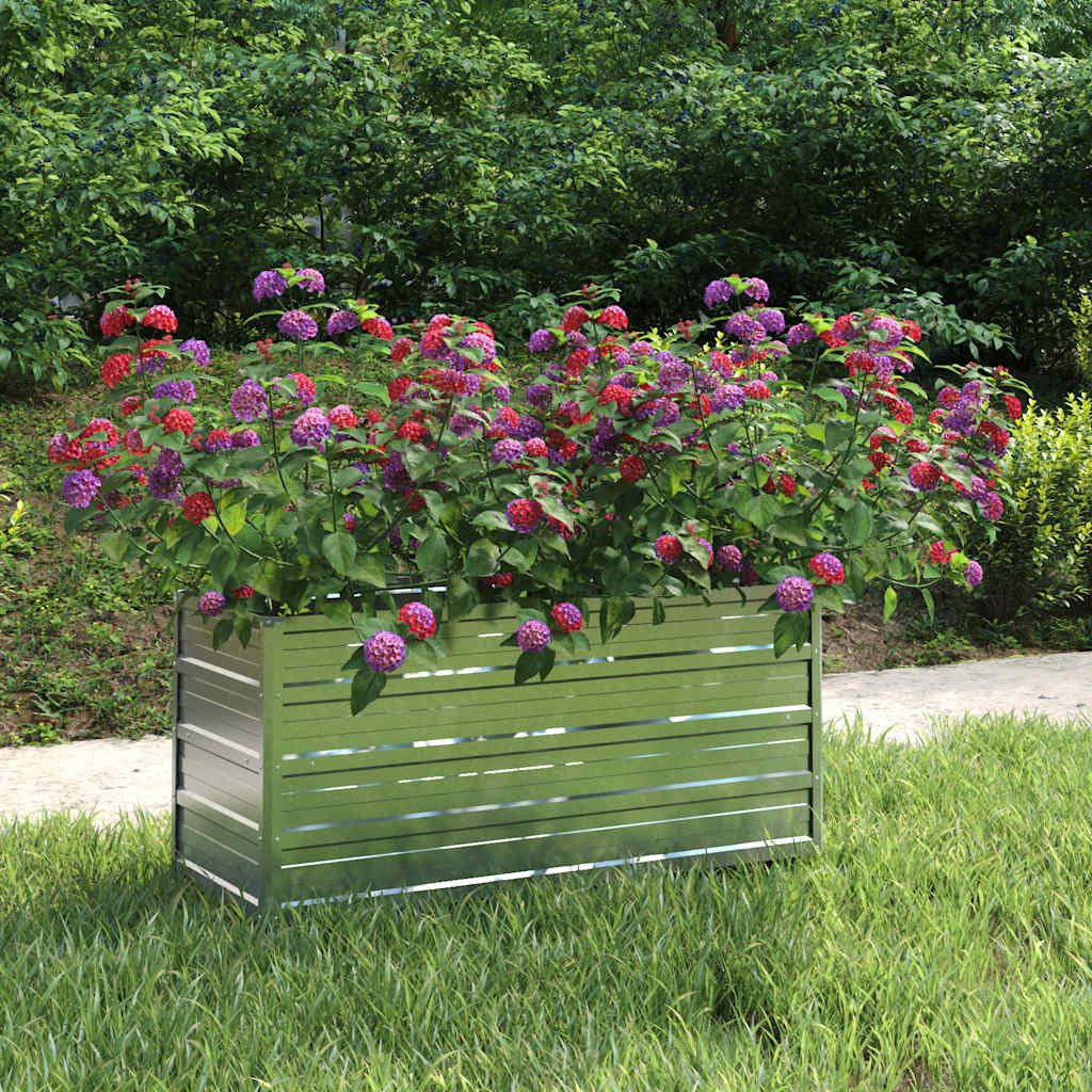 furnicato Hochbeet Garten-aus verzinktem Stahl 100 x 40 x 45 cm, silbern, Witterungsbeständiges Gemüsebeet mit Drainage für den Garten