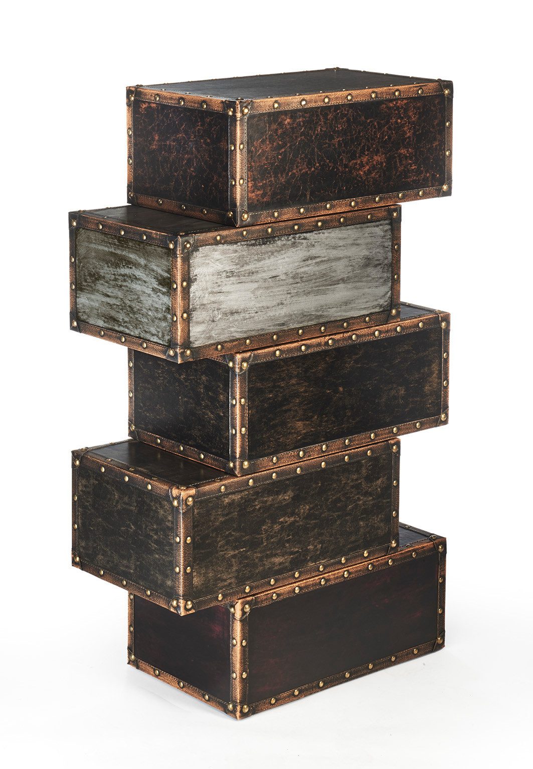 Kobolo Regal Kofferregal Kofferoptik braun 5 Fächer 60x31x102 günstig online kaufen