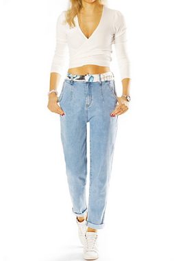 be styled Mom-Jeans Mom High Waist Jeans Hose relaxed fit mit Gürtel - Damen - j5L-1 mit Stretch-Anteil, mit abnehmbaren Gürtel