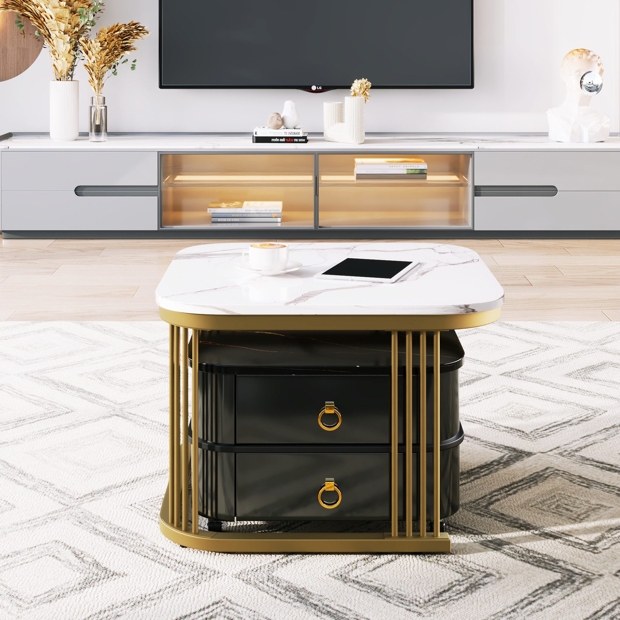 OKWISH Couchtisch zweiteiliges Set (Stapelbarer Satztisch,Wohnzimmertisch, günstig online kaufen