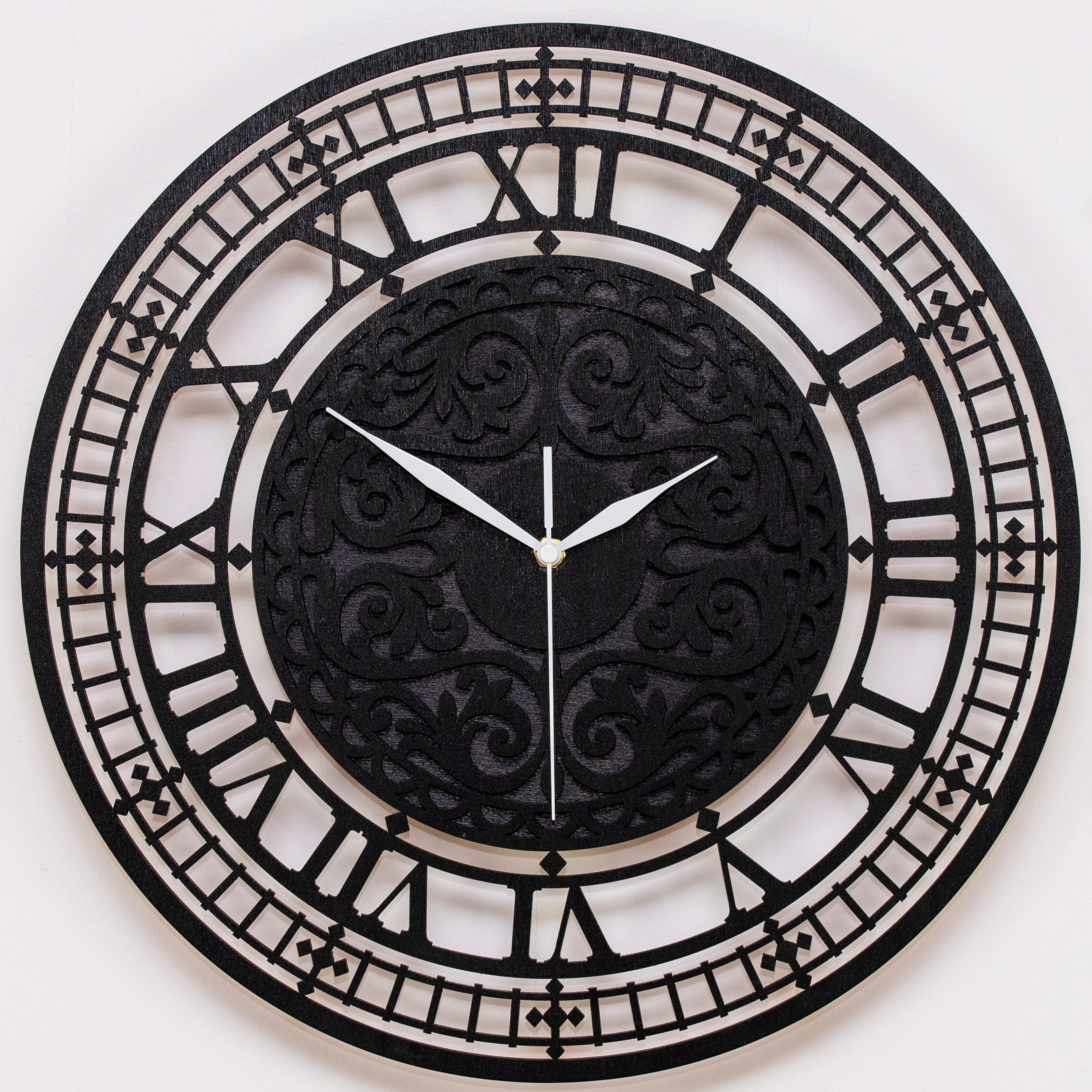 ORNAMENTI Wanduhr Große Wanduhr, holz, vintage, weiss und schwarz, ohne tic günstig online kaufen