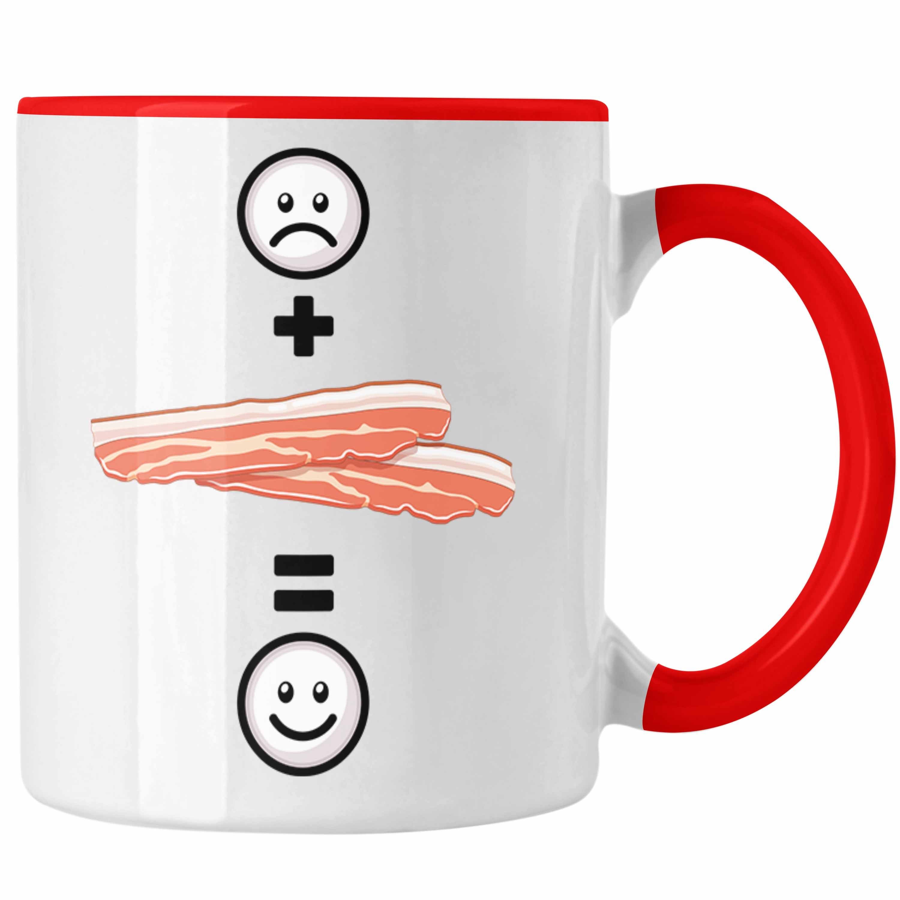 Trendation Tasse Bacon Tasse Geschenk für Bacon-Liebhaber Lustige Geschenkidee :(Bac Rot