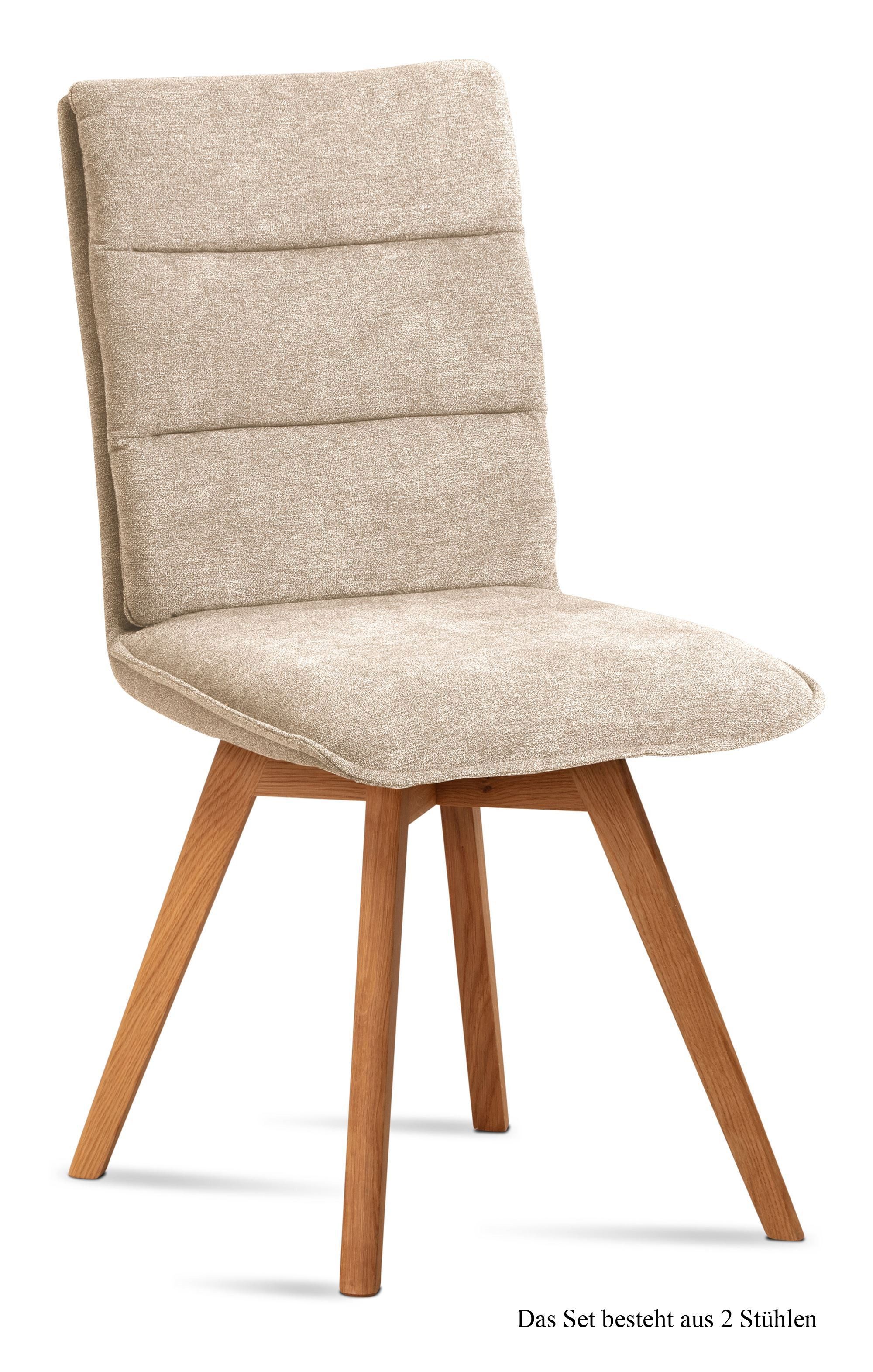 58 aufm Kessel Esszimmerstuhl Küchenstuhl (2er-Set) Dobra 47x92x60 Eiche geölt/Espresso (Lieferung bis Verwendungsstelle, 2 St), Stabiles Gestell aus Massivholz pflegeleichter Bezug aus Microfaser