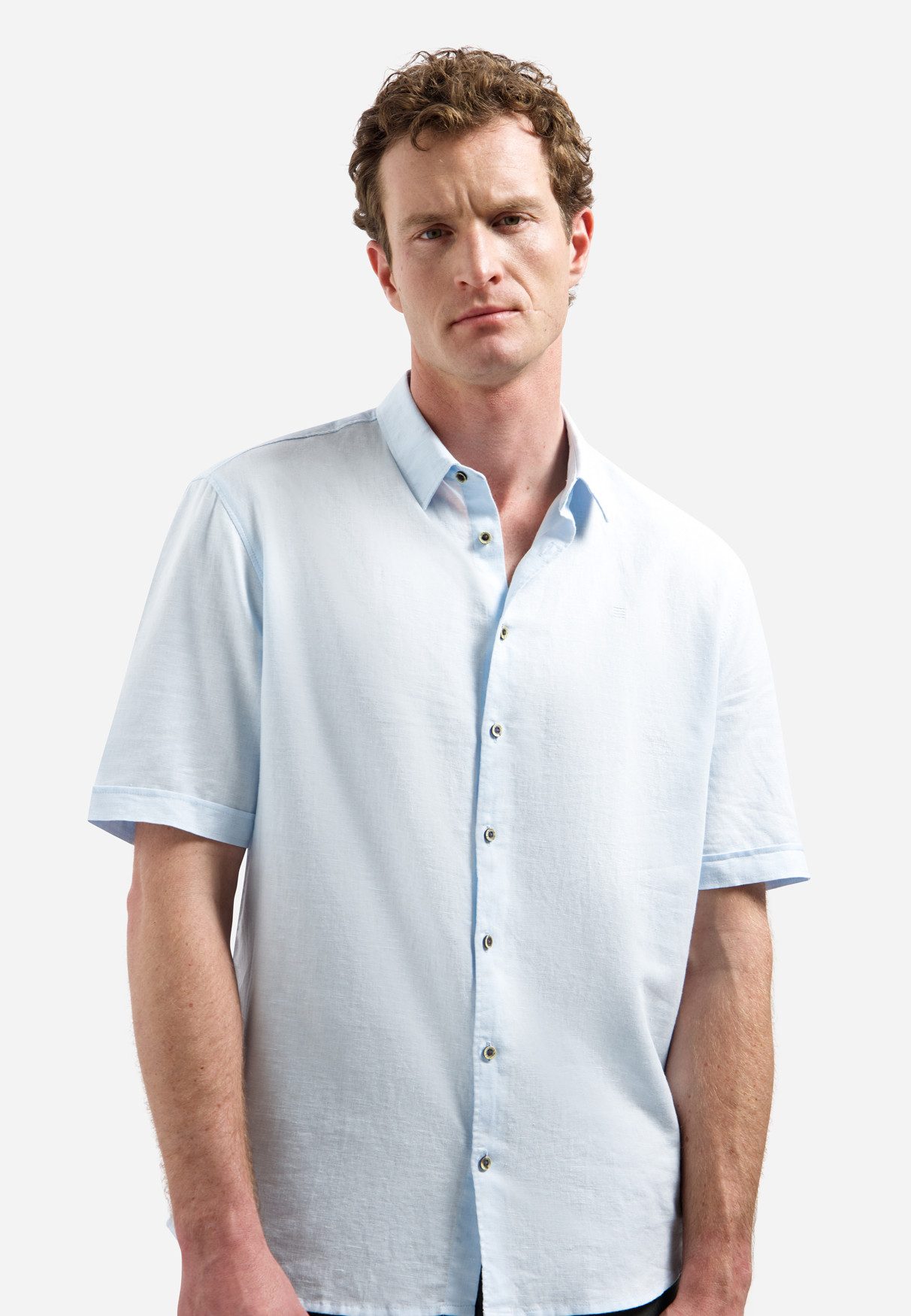 NO EXCESS Leinenhemd Shirt Short Sleeve With Linen