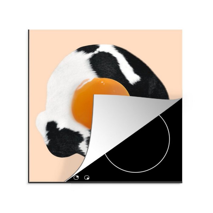 MuchoWow Herdblende-/Abdeckplatte Ei - Lebensmittel - Kuhdruck - Tiere Vinyl (1 tlg) Ceranfeldabdeckung Arbeitsplatte für küche