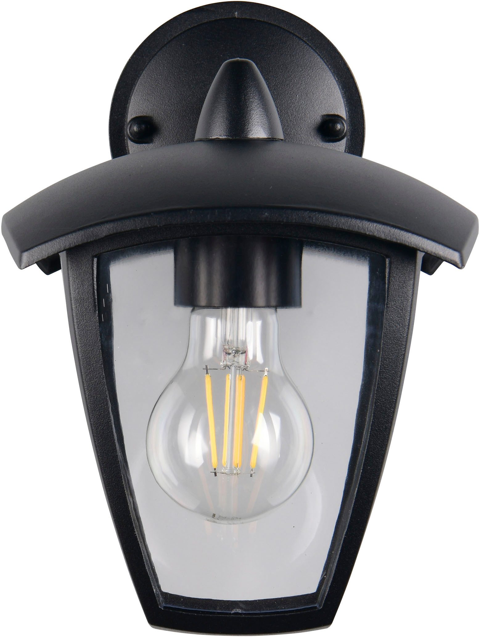 TRIO Leuchten Außen-Wandleuchte VENTA, Laterne Hauswand Fassadenbeleuchtung, exkl 1x E27 max 10W, IP44, Leuchtmittel wechselbar, warmweiß - kaltweiß, Wandlampe Laternen-Optik, abwärts gerichtet, Schirm Kunststoff