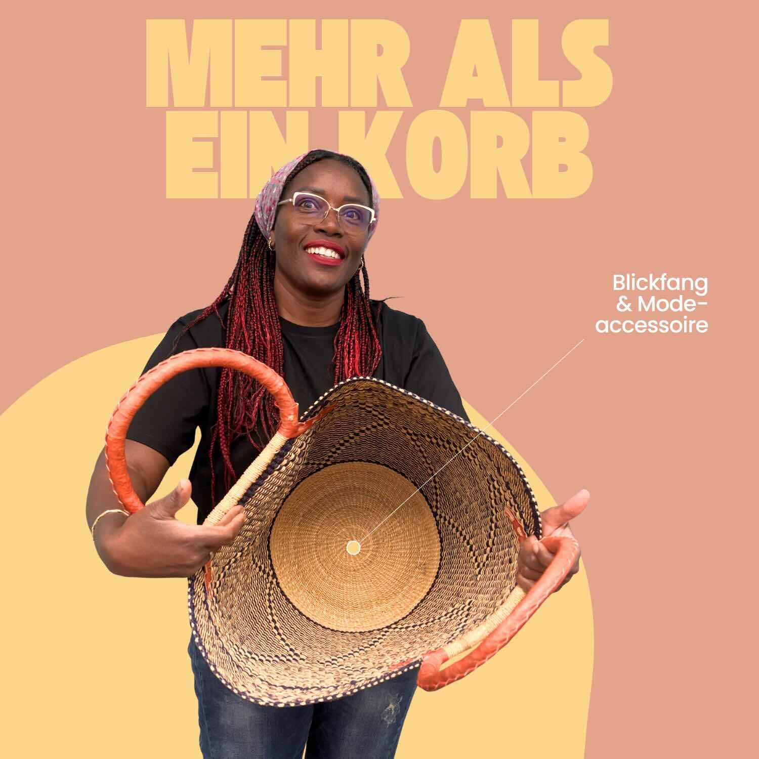 maishameanslife Einkaufskorb Bolga Bag - Konongo - U-Form, Kunstvoll geflochtene Bolga Körbe – Charakterstücke voller Tradition – Bild 4 von 5