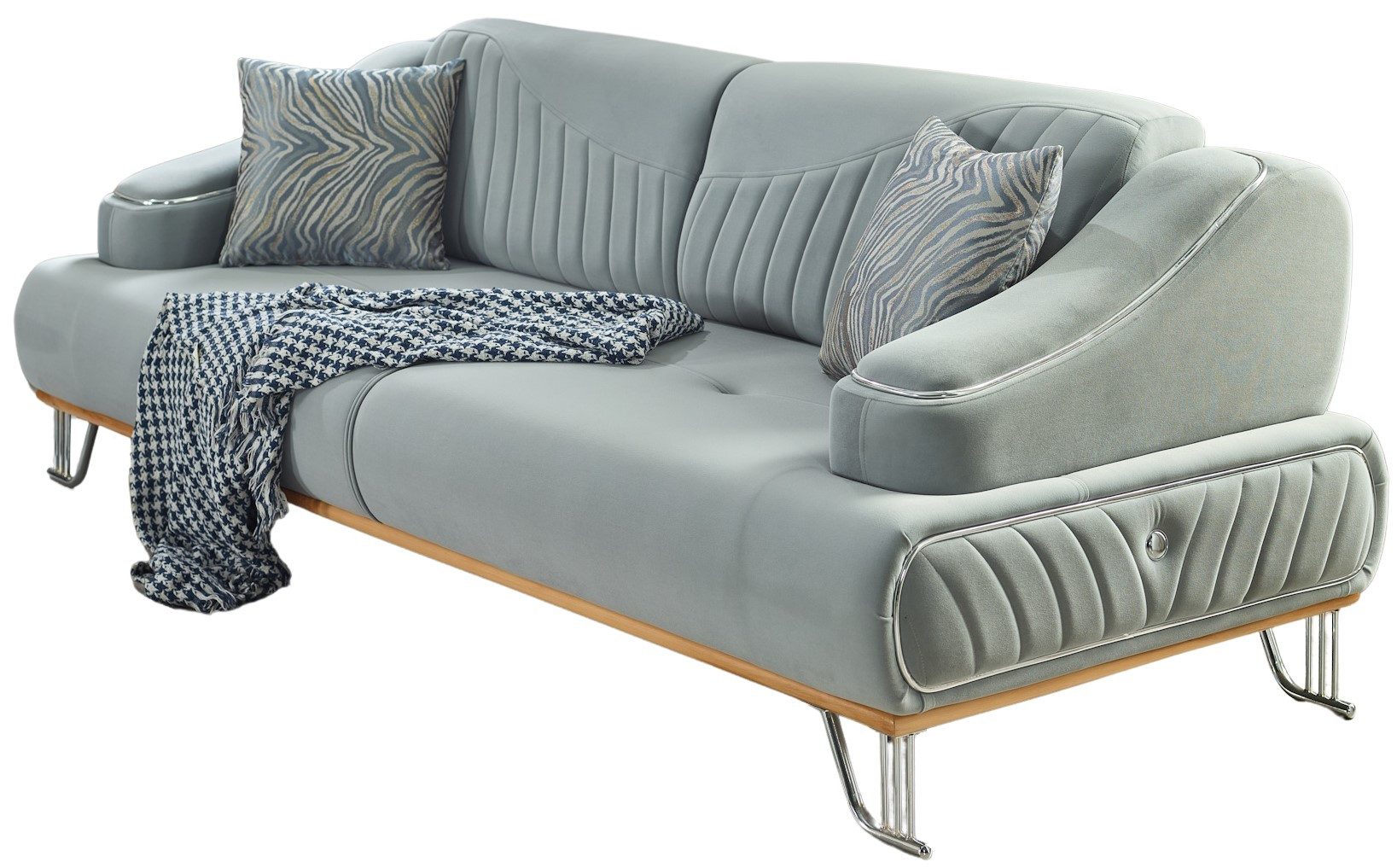 Villa Möbel Sofa Kaiser, 3-Sitzer 1 Teile, Hand Made Quality, pflegeleichter Mikrofasersamtstoff