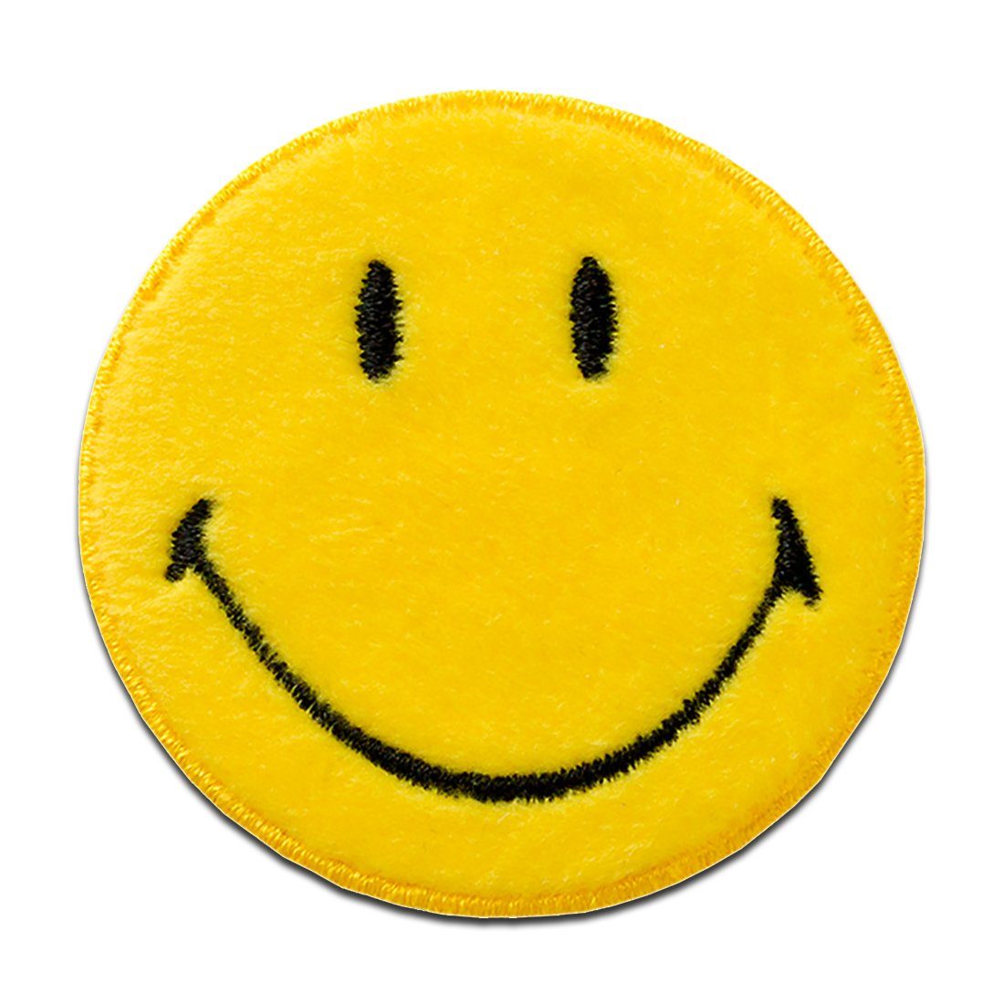 Smiley Aufnäher, Polyester, Smiley Weich - Aufnäher, Bügelbild, Aufbügler, Applikationen, Patches, Flicken, zum aufbügeln, Größe: 5 x 4,6 cm