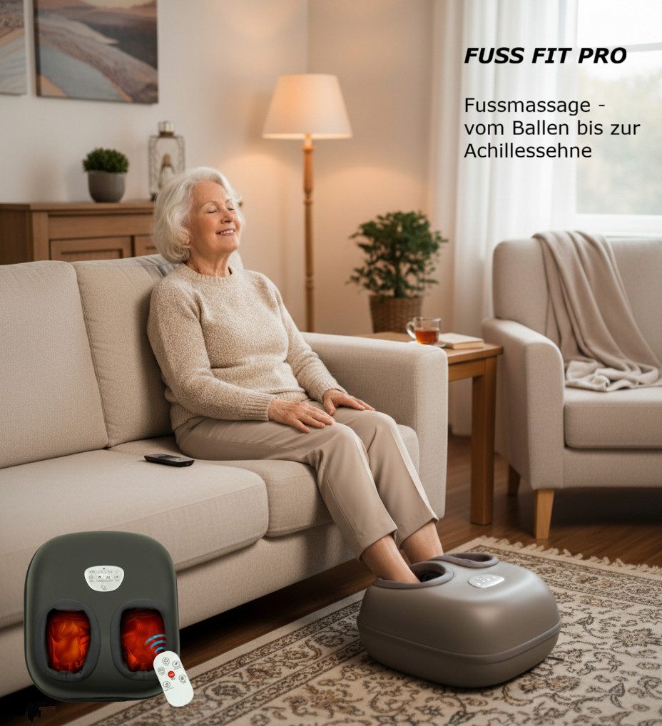 @tec Fußmassagegerät Fuss Fit Pro elektrisches Shiatsu Fussmassagegerät mit Wärmefunktion, Luftdruck, Massage, 3 Intensitätsstufen, Timer, Fernbedienung