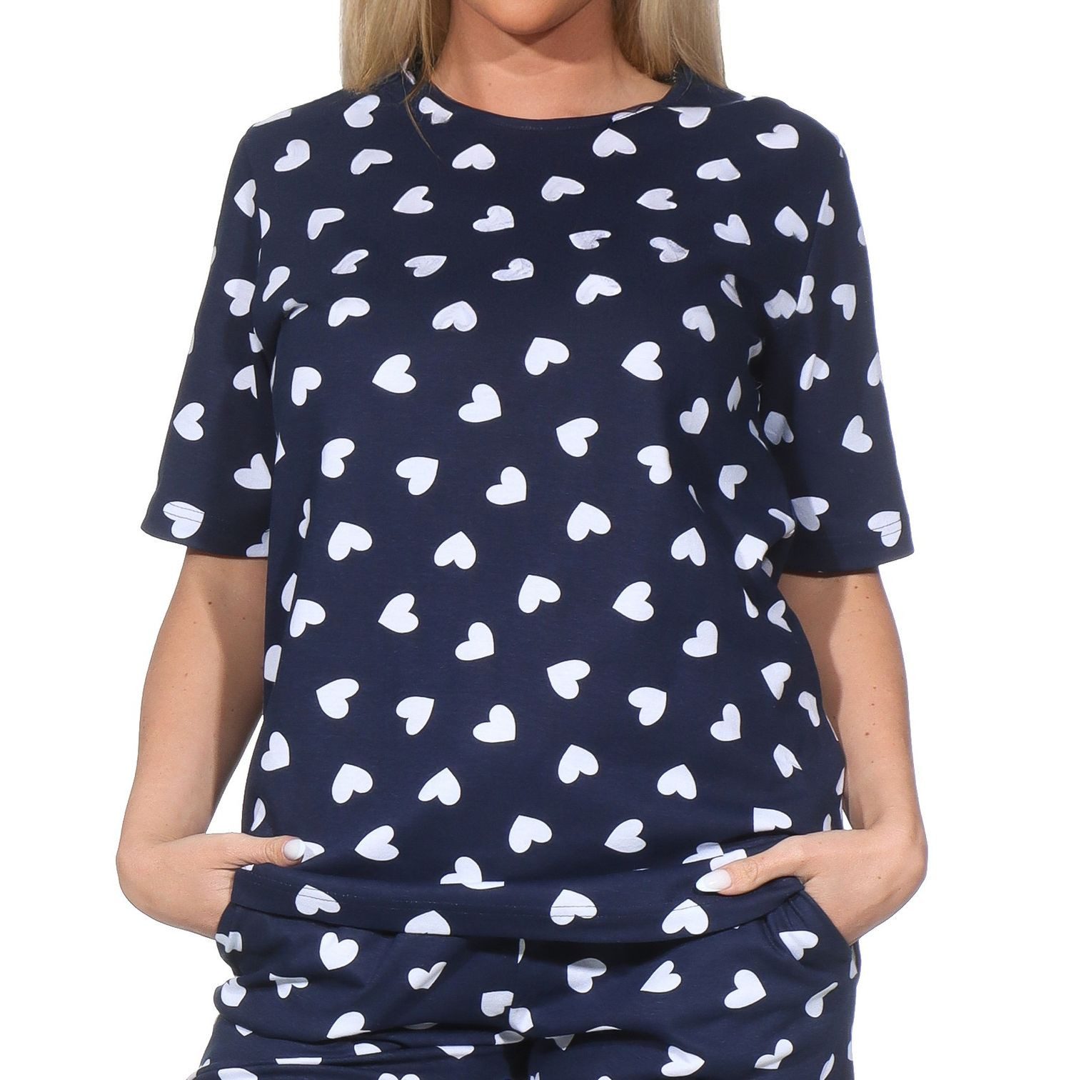 Normann Relaxanzug Damen kurzarm Schlafanzug Oberteil Pyjama Top Mix & Match