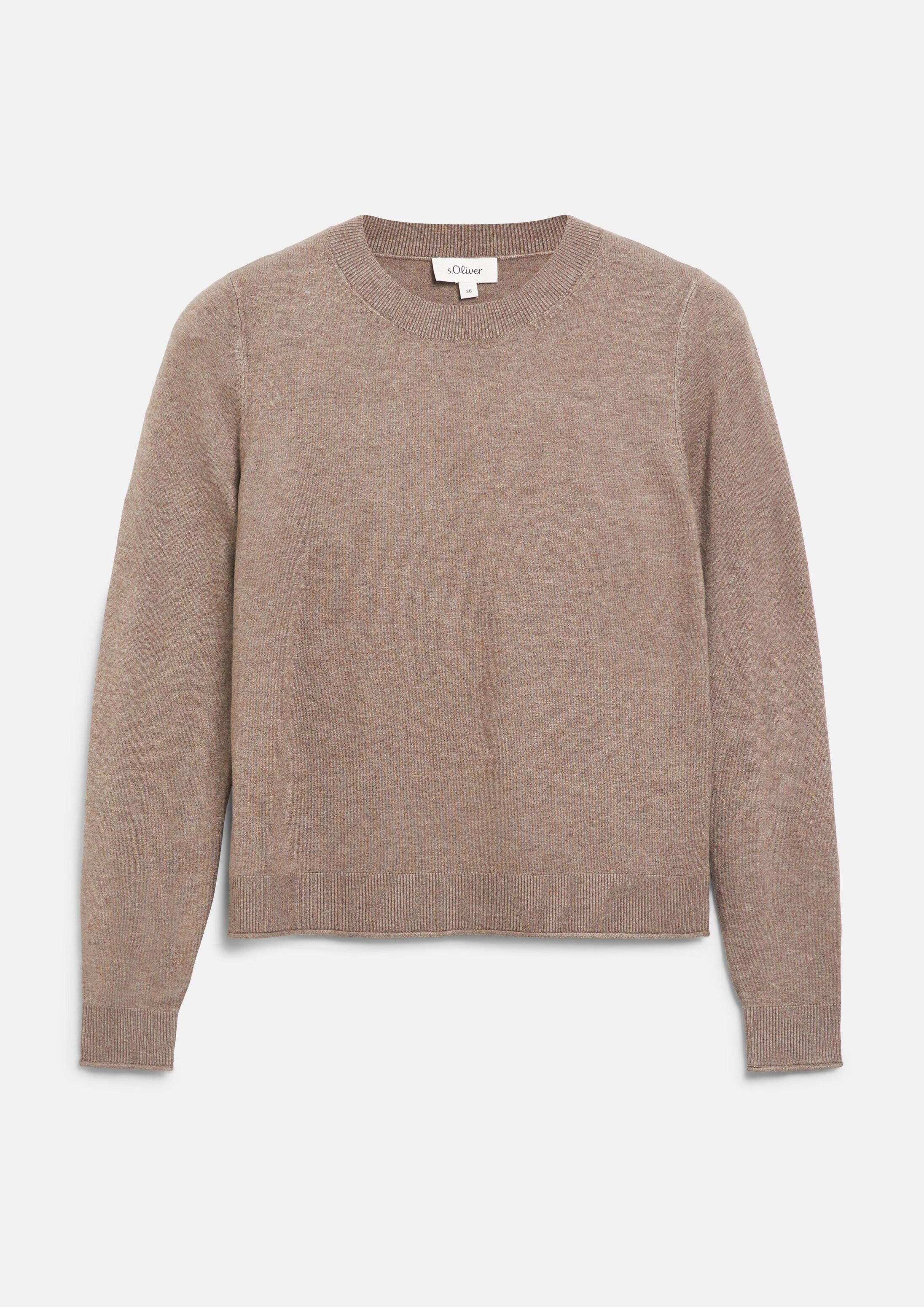 s.Oliver Longpullover Strickpullover Strickpullover im Regular Fit mit Rollkanten am Saum