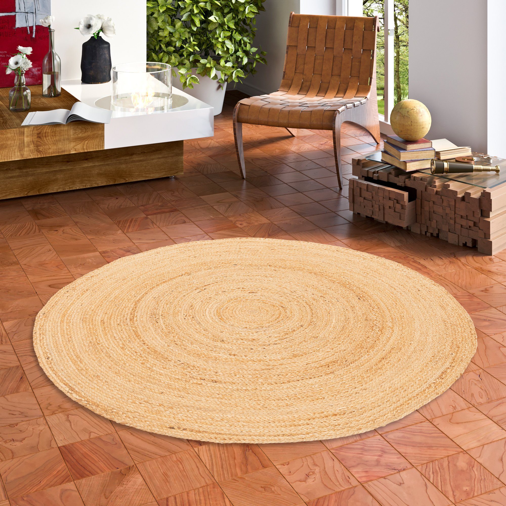 Sisalteppich Naturfaser Teppich Jute Salsa Natur Rund, Pergamon, Rund, Höhe: 8 mm