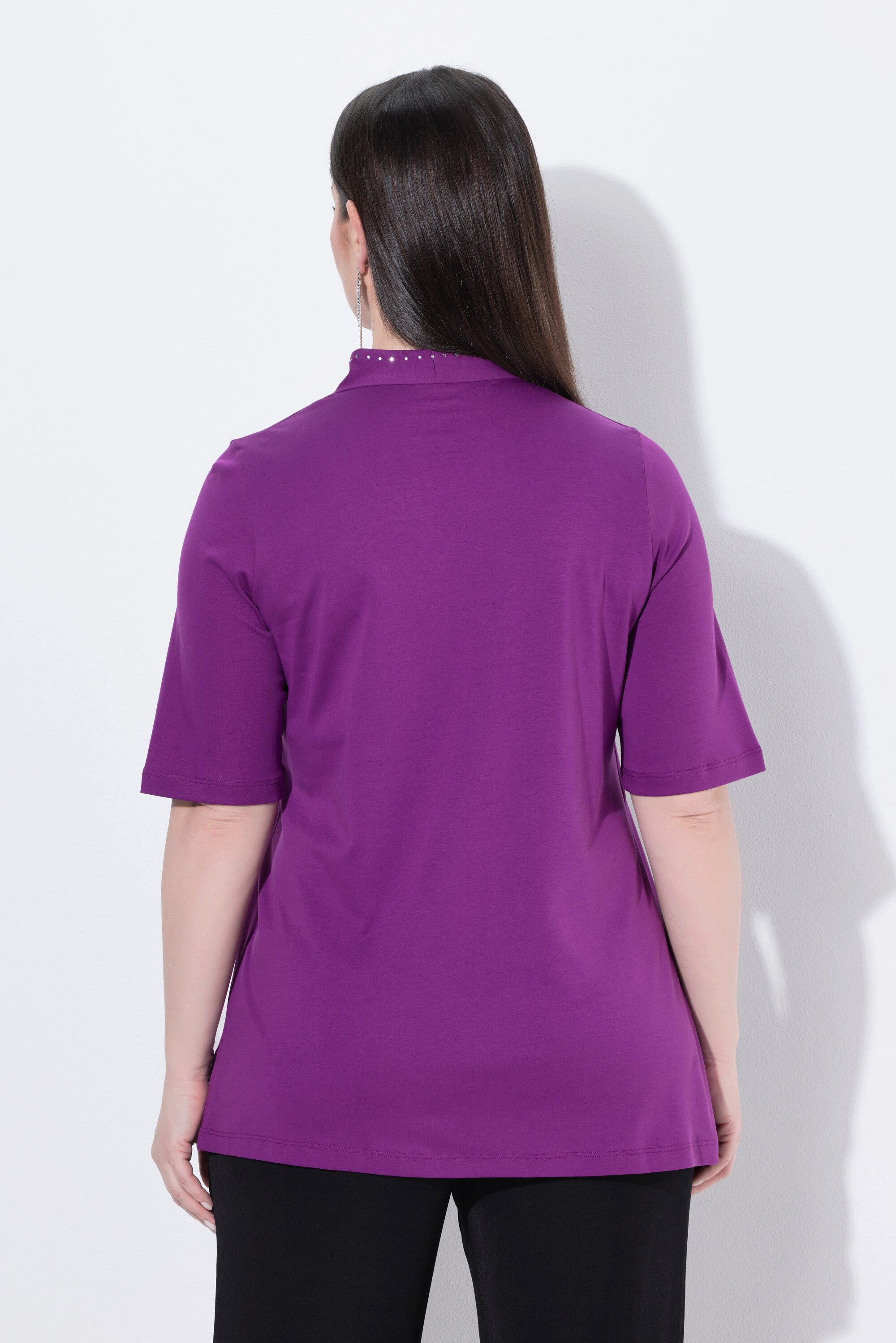 Ulla Popken T-Shirt Shirt A-Linie Kelchkragen Halbarm Pima Cotton