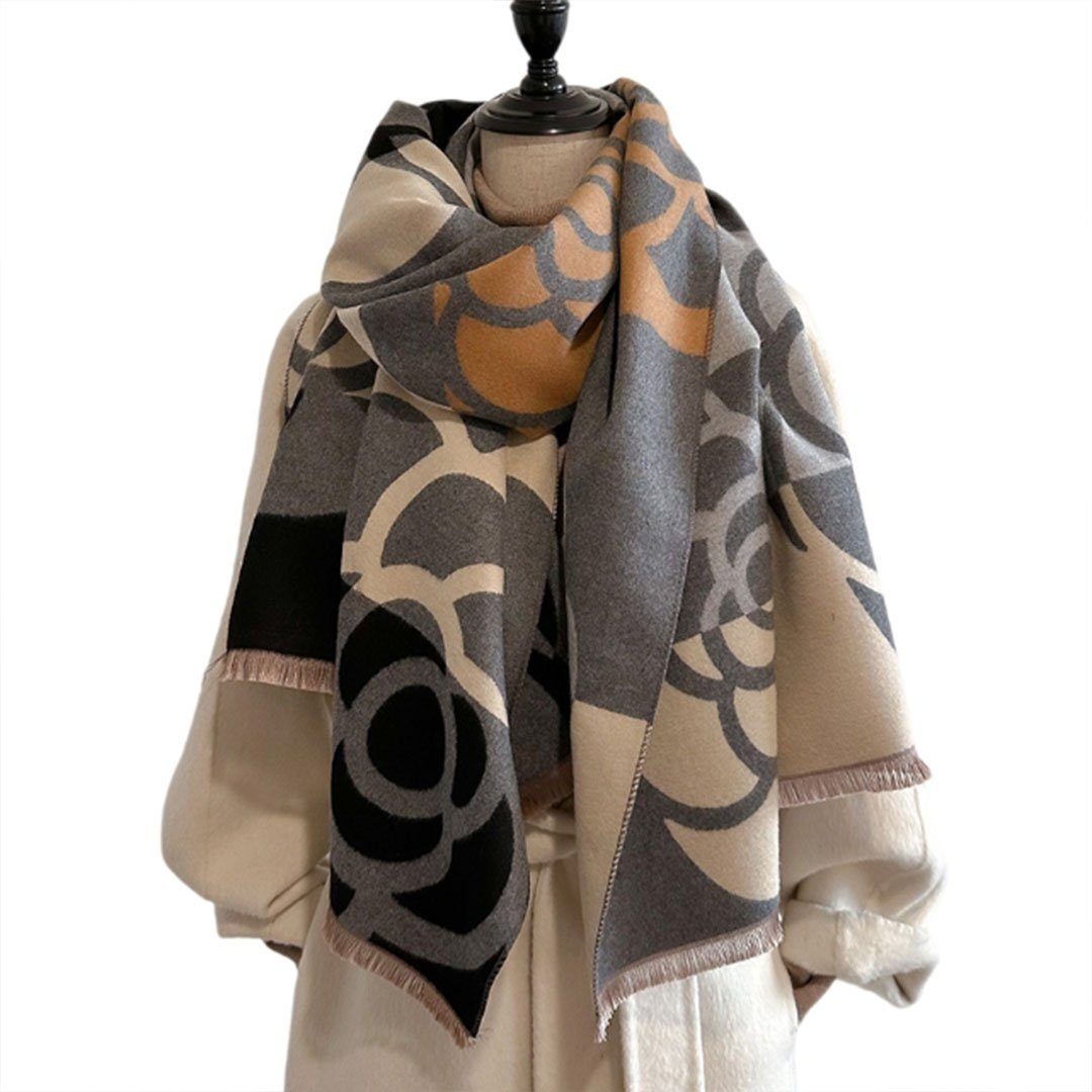 AUKUU Schal Halstuch Damenschal beidseitig als warmer Schal verwendbar, (vielseitiger Schal, Beidseitig tragbar) grau