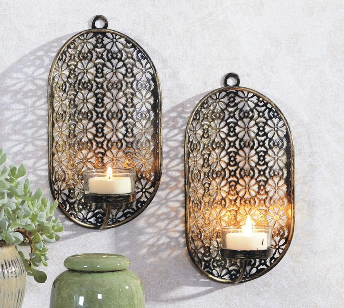 Gravidus Wandkerzenhalter 2er Set Wandkerzenhalter Teelichthalter Metall Gl günstig online kaufen