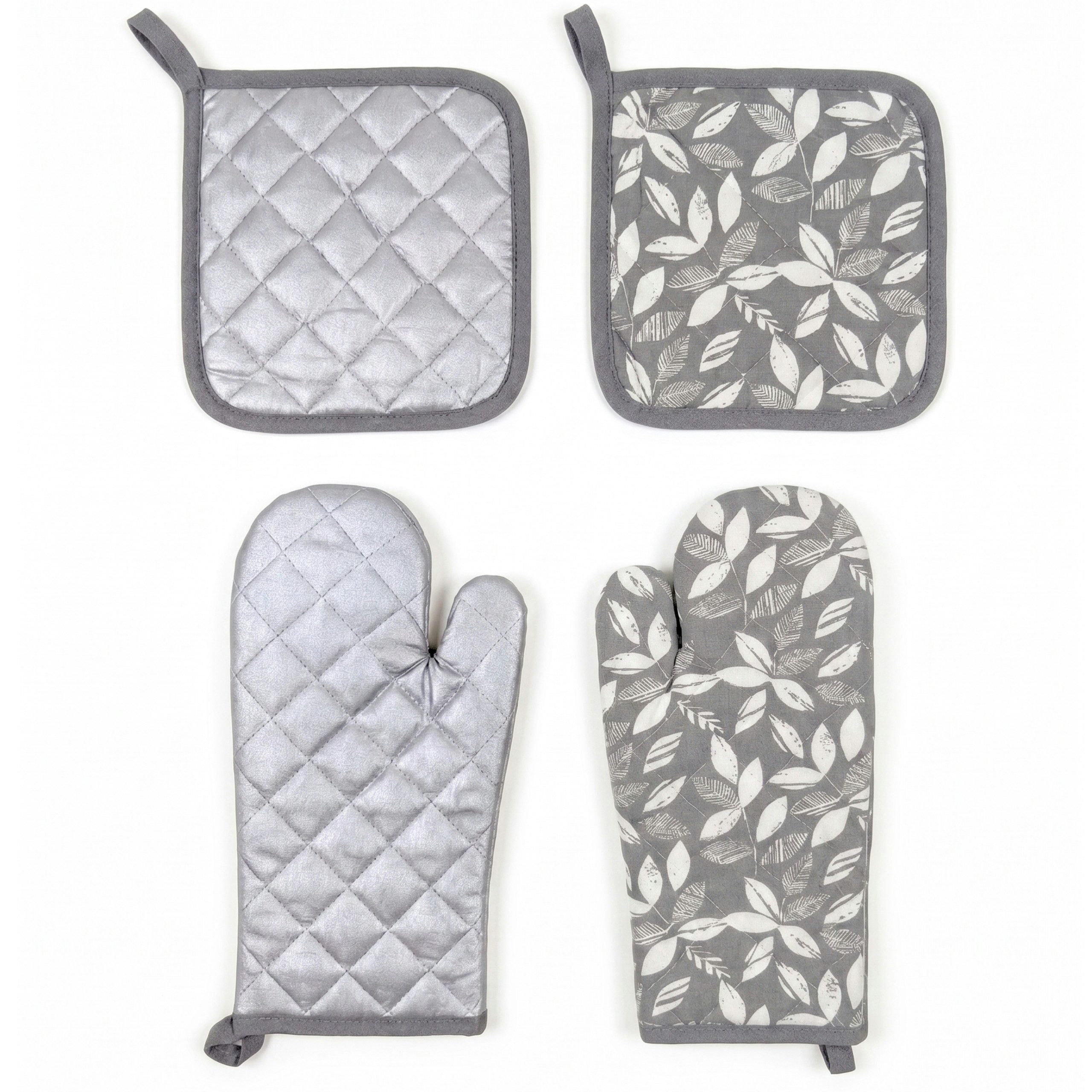 kamelshopping Topflappen 4-tlg. Set: 2 Ofenhandschuhe, 2 Topflappen, Obermaterial Baumwolle, Hochwertige Topfhandschuhe mit Aufhängeschlaufe, für Herd & Backofen