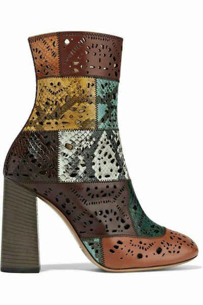 Chloé CHLOE LUCY PATCHWORK LASER CUT ANKLE BOOTS STIEFEL SCHUHE STIEFE Stiefelette