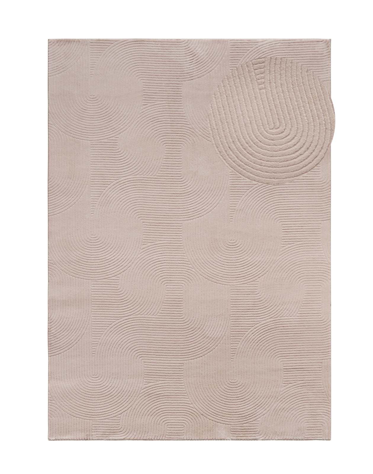 TaraCarpet Teppich TaraCarpet Homestyle 390 Wellen, rund, Höhe: 10 mm, Felloptik hoch-tief weich waschbar Welle Beige 80x80 rund – Bild 3 von 5