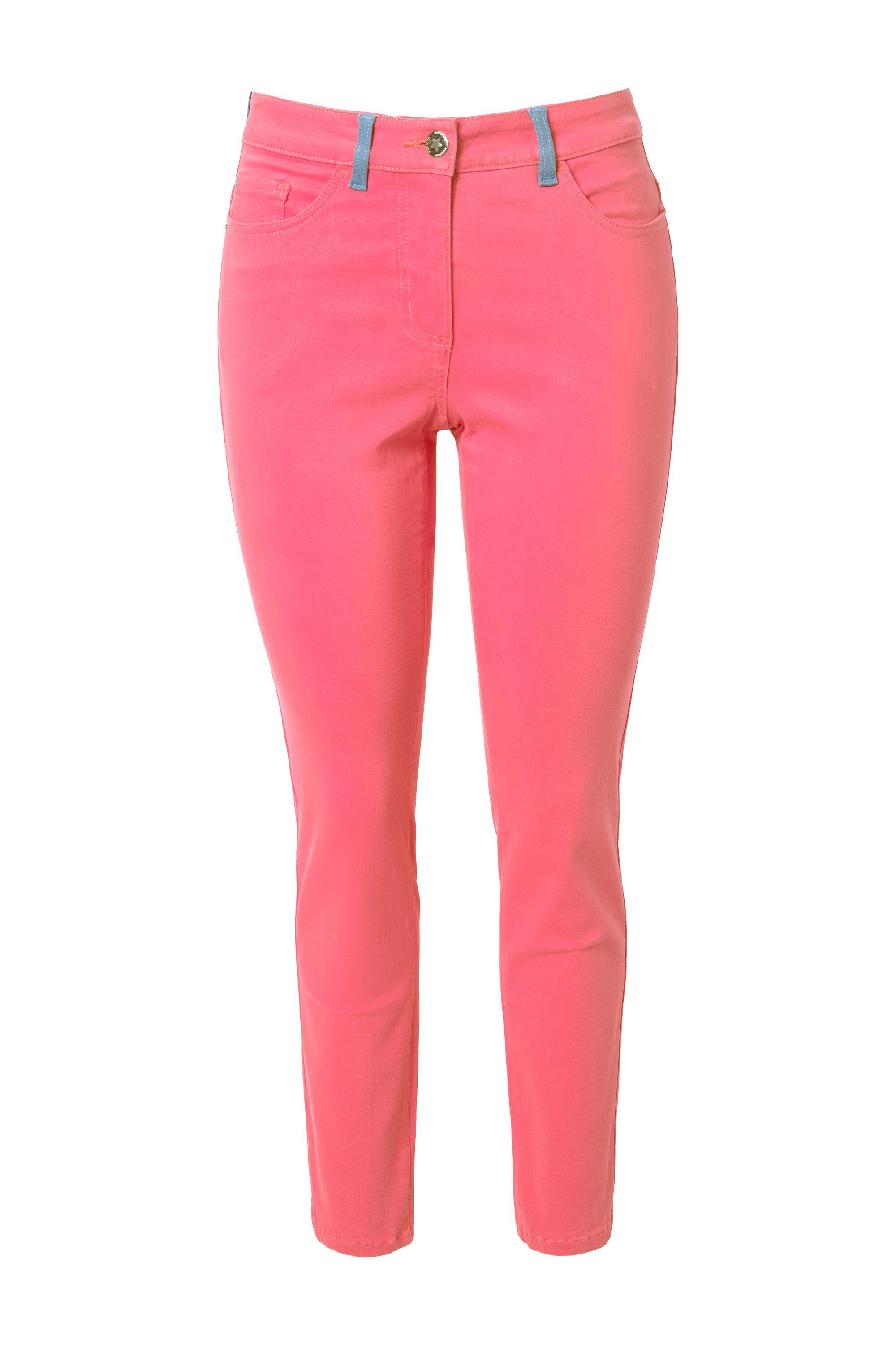 Röhrenjeans Jeans Emma Slim Fit farbige Gesäßtaschen 5-Pocket
