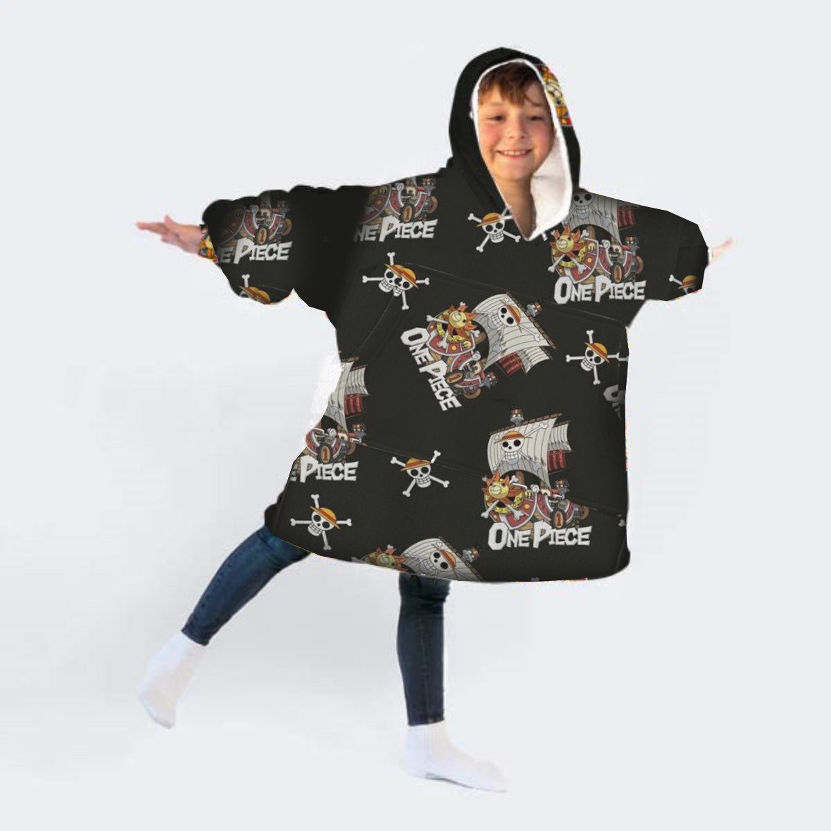 Aymax sprl Fleeceponcho One Piece Sweat Poncho – Coral Fleece Kuschelponcho Kinder 7-14 Jahren