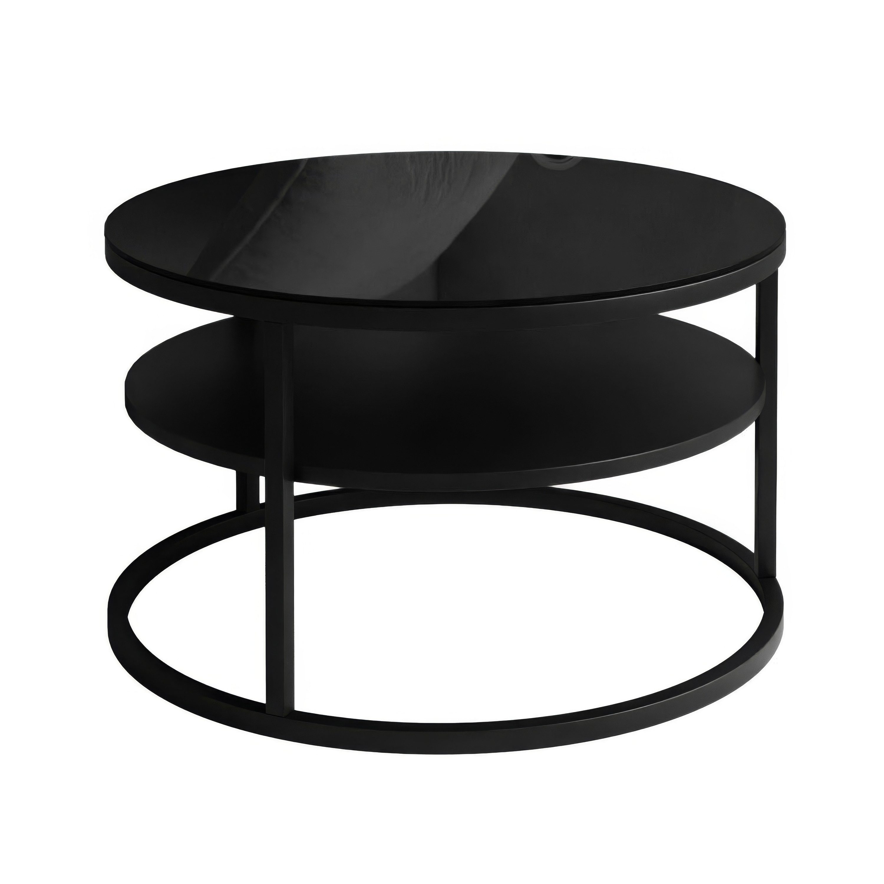 Lookway Couchtisch CIRI GLASS 60 mit schwarzem Gestell und Ablage (1 Tische), Durchmesser: ⌀ 60 cm, Höhe: 41 cm – Bild 4 von 5