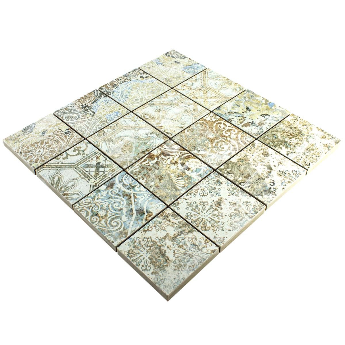 Mosafil Mosaikfliesen Keramikmosaik Fliesen Bellona Effekt Hellbunt 71x71mm, Feinsteinzeug 29.000x29.000, hellbunt, Verlegefertig auf ein Netz geklebt - Frostsicher - Wasserfest -