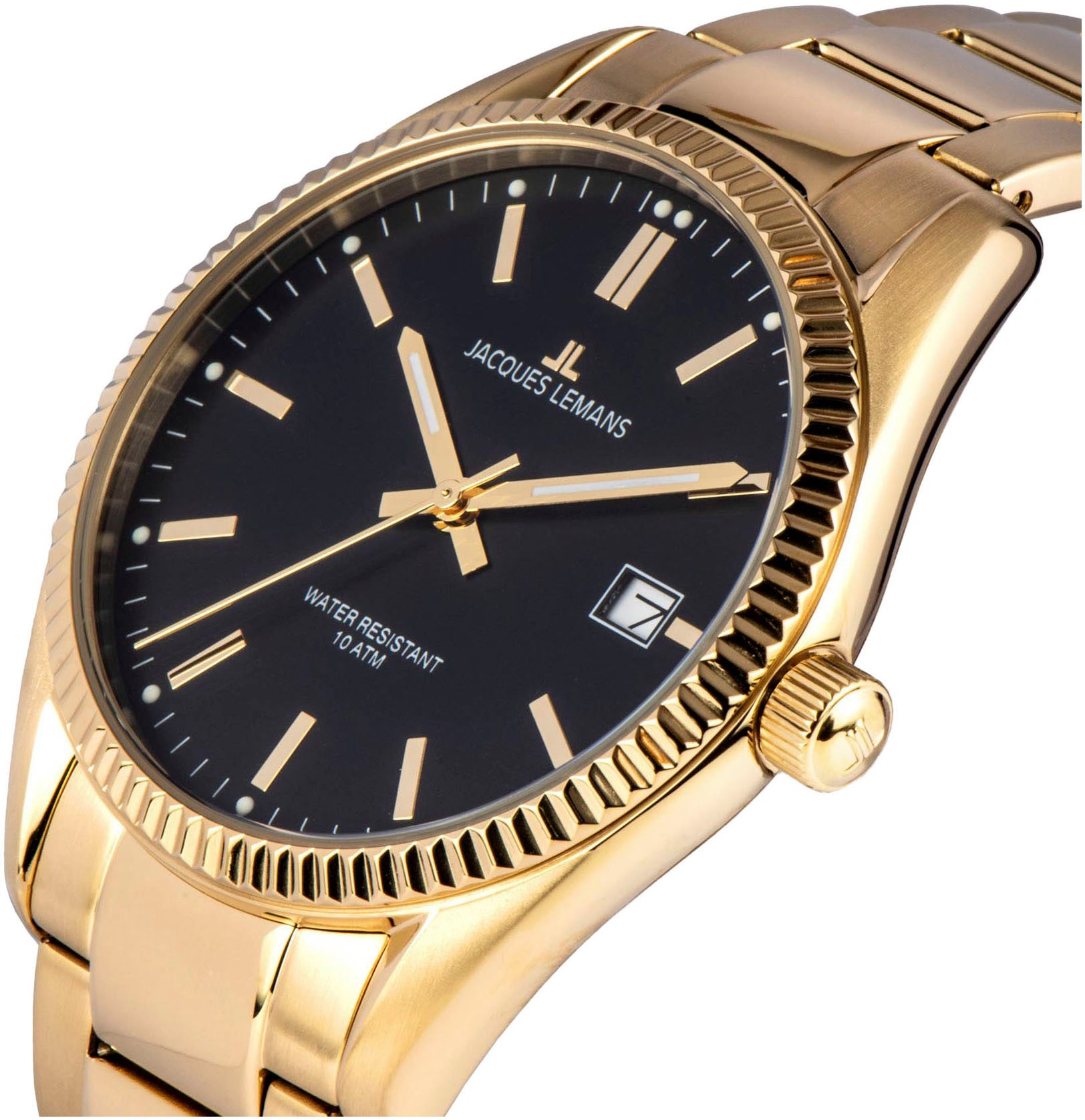 Jacques Lemans Quarzuhr Derby 50-3M, Armbanduhr,Herrenuhr,Damenuhr,Edelstahlarmband,bis 10 bar wasserd.