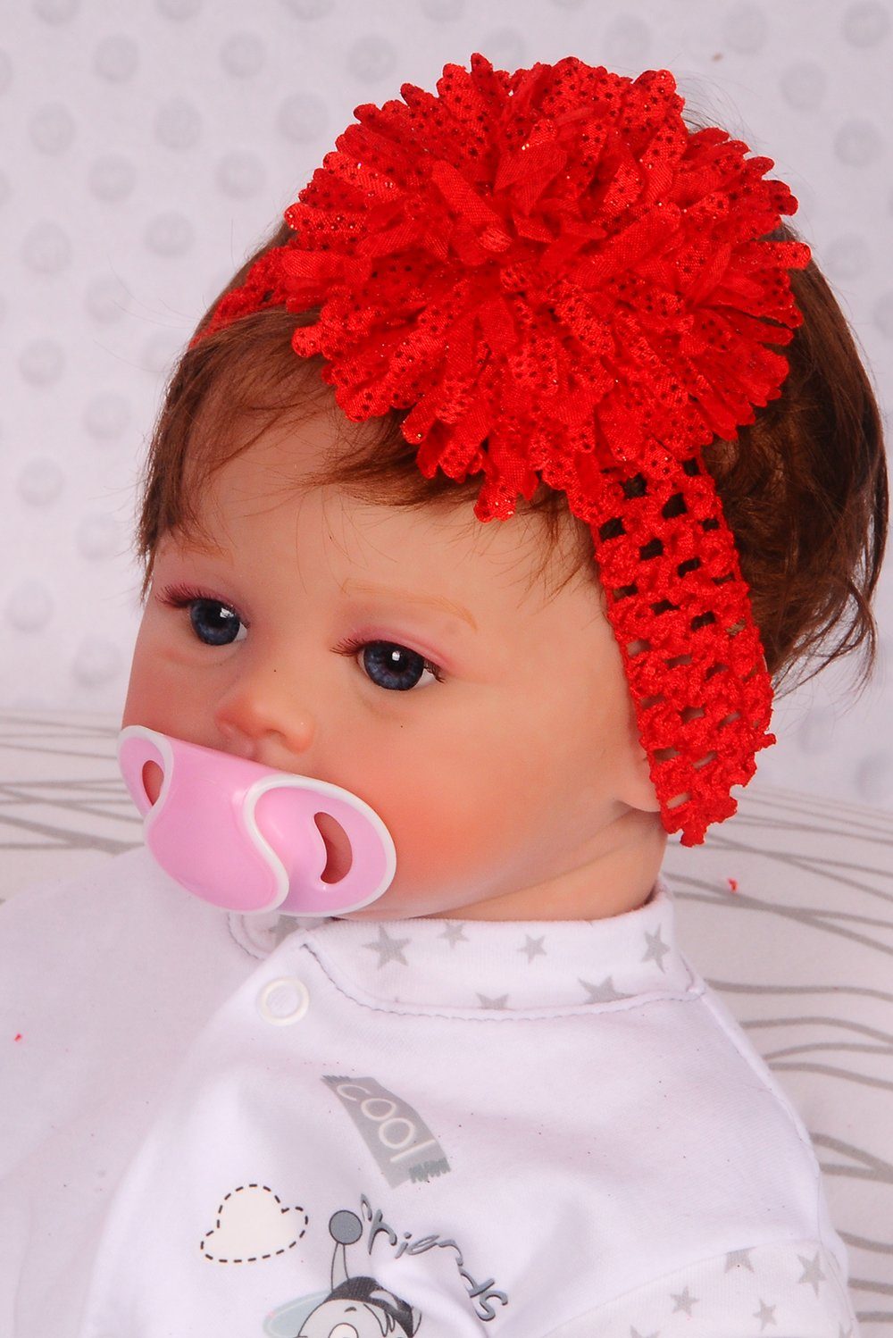 0Mon Rot Stirnband in Kopfschmuck elastisch Kinder Rot und Kopfband ab Baby Nr.6 Stirnband