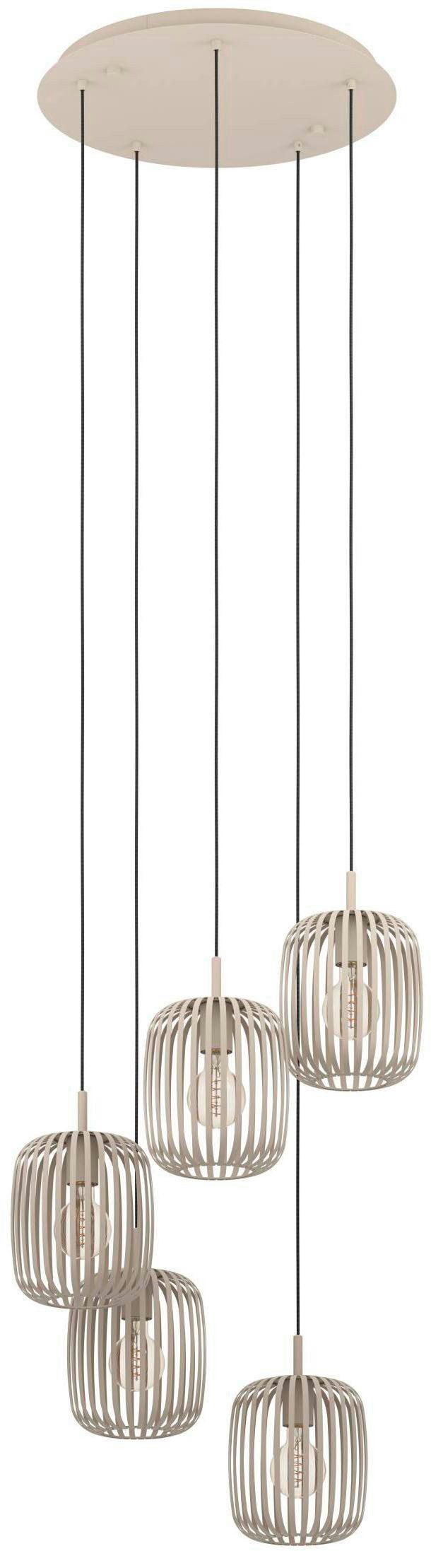 EGLO Pendelleuchte Hängeleuchte ROMAZZINA, exkl. E27, Stahl in sandfarben, Pendellampe, ohne Leuchtmittel, Esszimmerlampe, 200x50cm, 1-flammig, modern, minimalistisch, Rondell