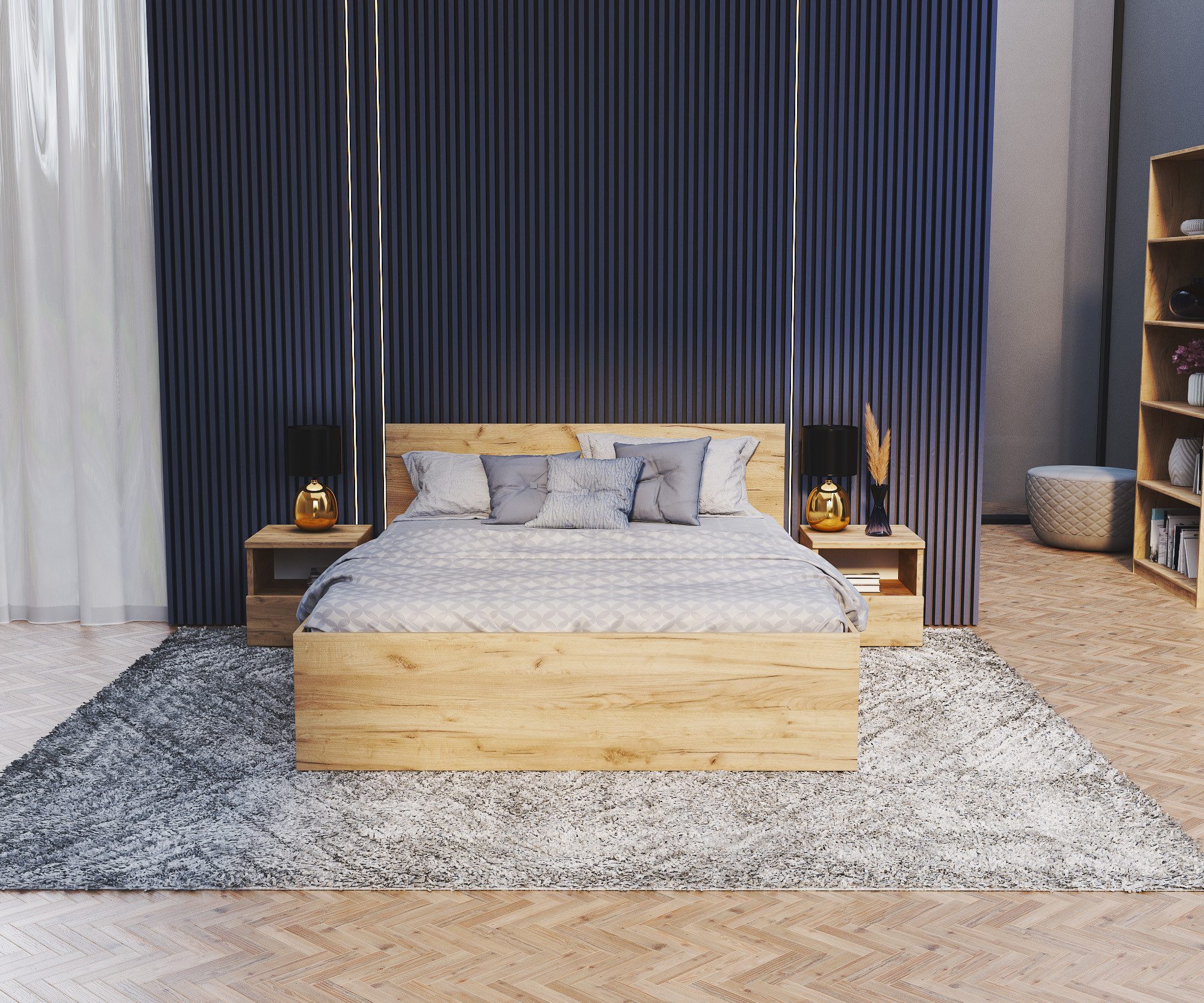 thematys Stauraumbett mit Bettkasten & Lattenrost – Polsterbett 120x200–180x200 – (Optional mit 28 cm H3/H4 Taschenfederkern oder 23 cm Taschenfederkern-Matratz – Bild 4 von 5