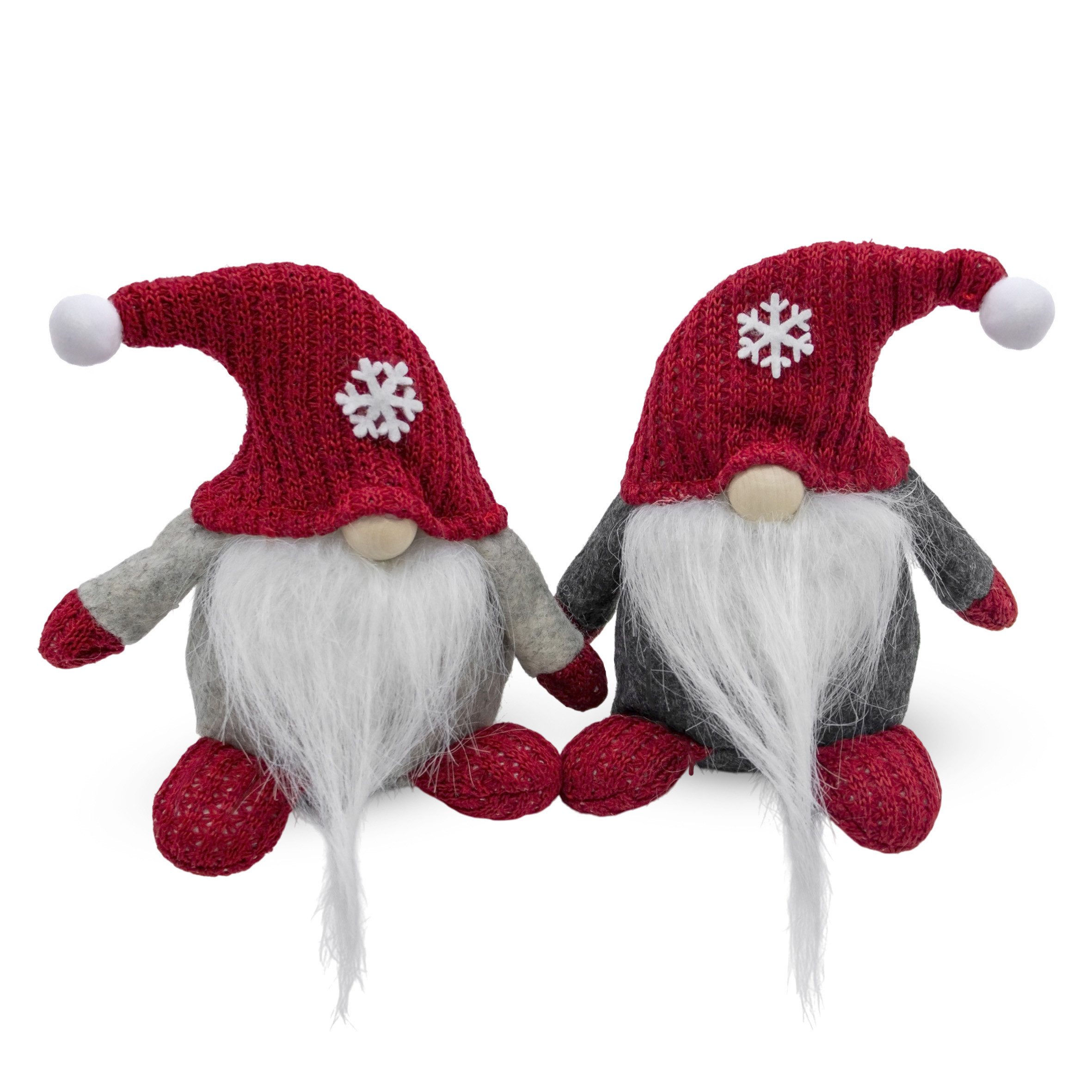 Spetebo Wichtel mit Bommelmütze und Holznase 15 cm - 2er Set - Weihnachtswichtel (Set, 1 St., 1), hochwertige Verarbeitung (ca. 128 je Wichtel)