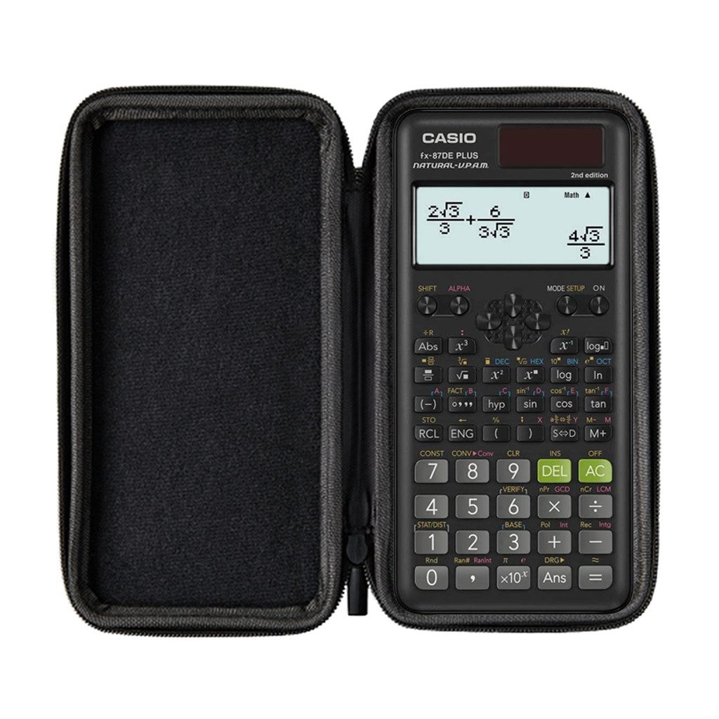 CASIO Taschenrechner fx-87DE Plus 2 inkl. Schutztasche Blau & Fachbuch (48 S., DINA5)