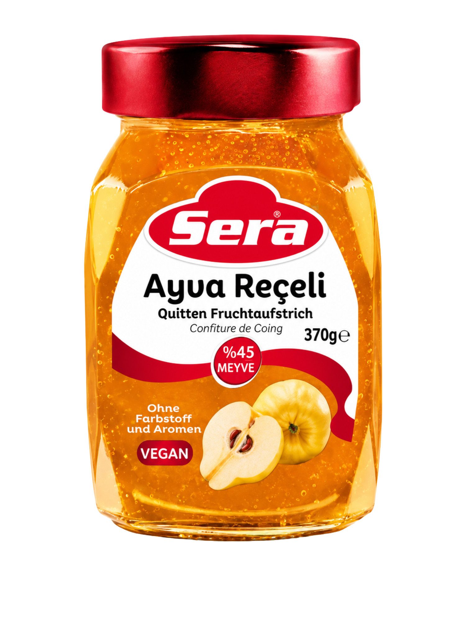 SERA FOOD Saucen Quitten-Konfitüre Extra 370 g – fruchtiger Brotaufstrich, 1 x 370 g, 1 St., 45 % Fruchtanteil, Premium Qualität