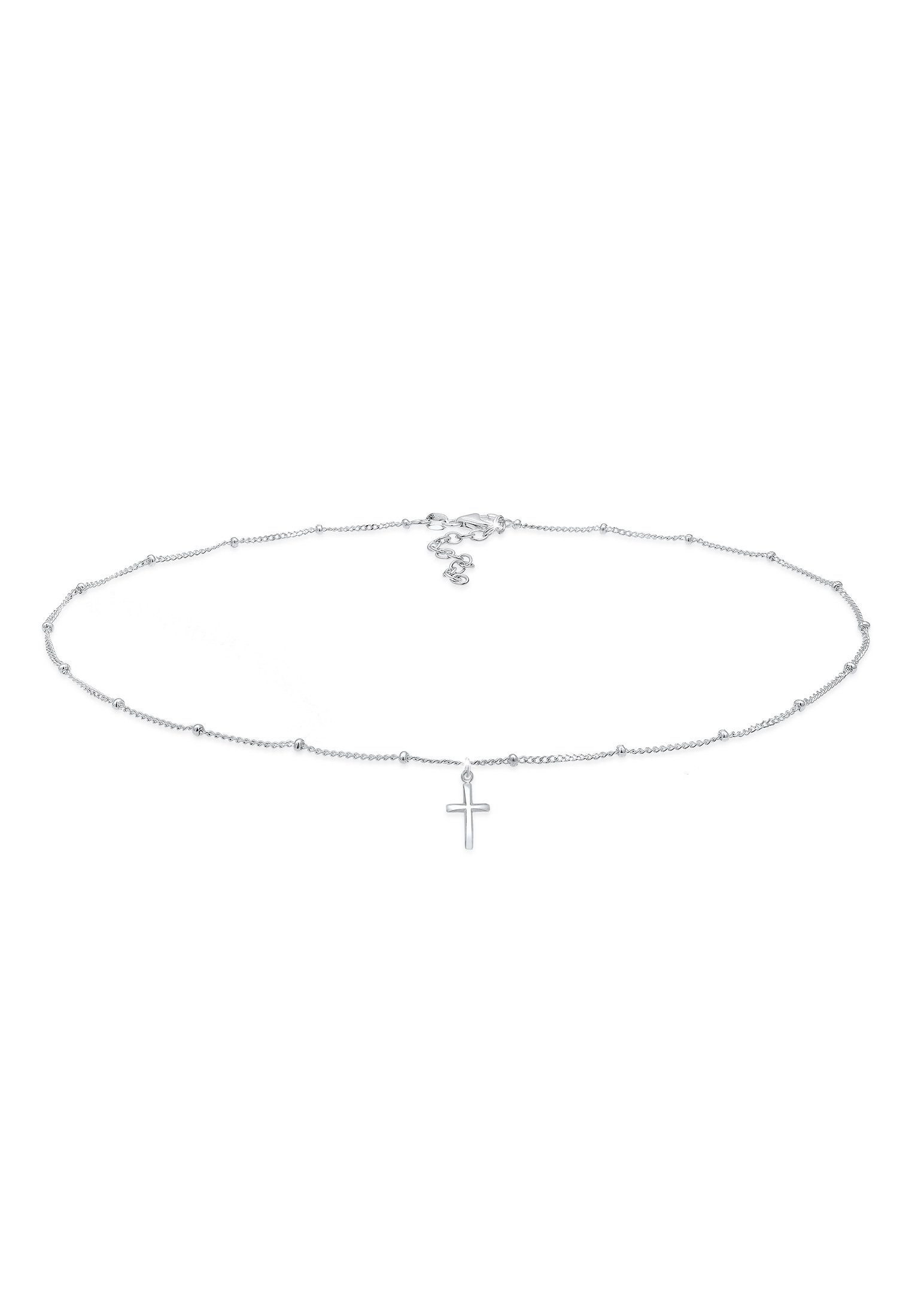 Elli Collier Choker Kugelkette Kreuz Glaube 925 Silber