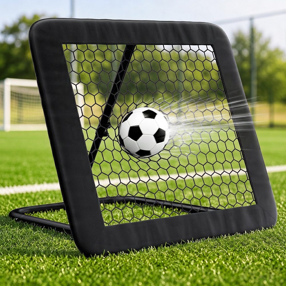Meulbaty Rebounder Fußball Rebounder mit 32 mm Stahlrahmen- Stufenlos Verstellbar, (1-St., klappbares Trainingsnetz), für Schuss, Pass, Ballannahme & Torwarttraining