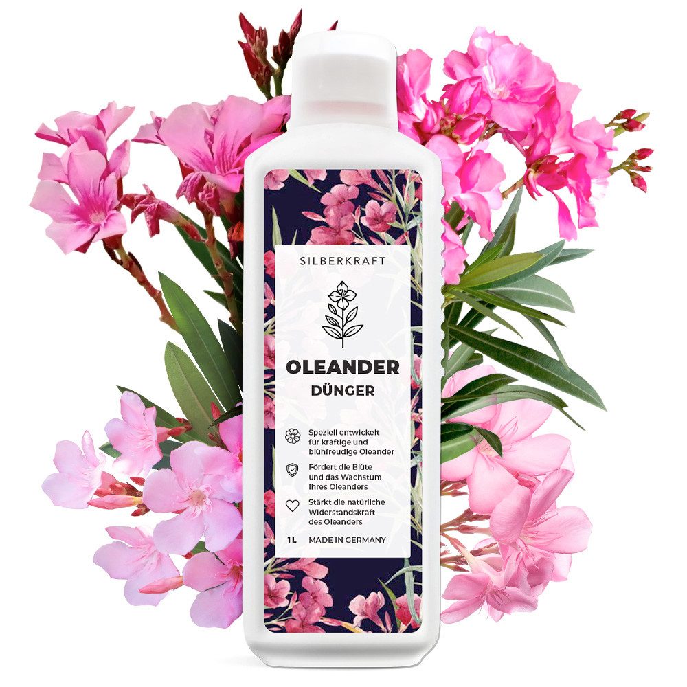 Silberkraft Pflanzenstärkungsmittel Oleander Dünger - Mineralischer NPK Flüssigdünger mit Stickstoff, Flüssigdünger Oleander – Mit NPK für Blütenpracht & Farbintensität, Oleander Dünger flüssig – Für kräftige Blätter & üppige Blüten