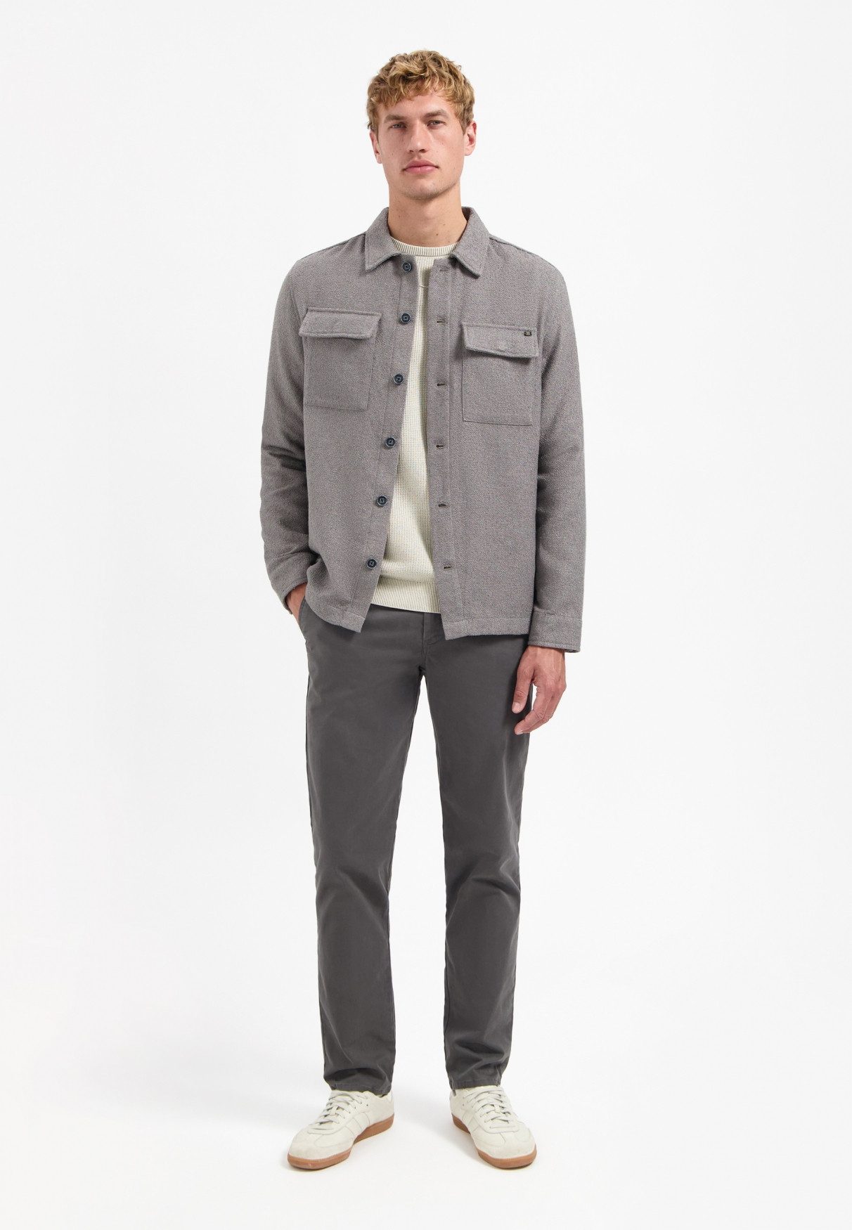 NO EXCESS Langarmhemd No Excess Overshirt mit Knöpfen Overshirt Full Button Stretch