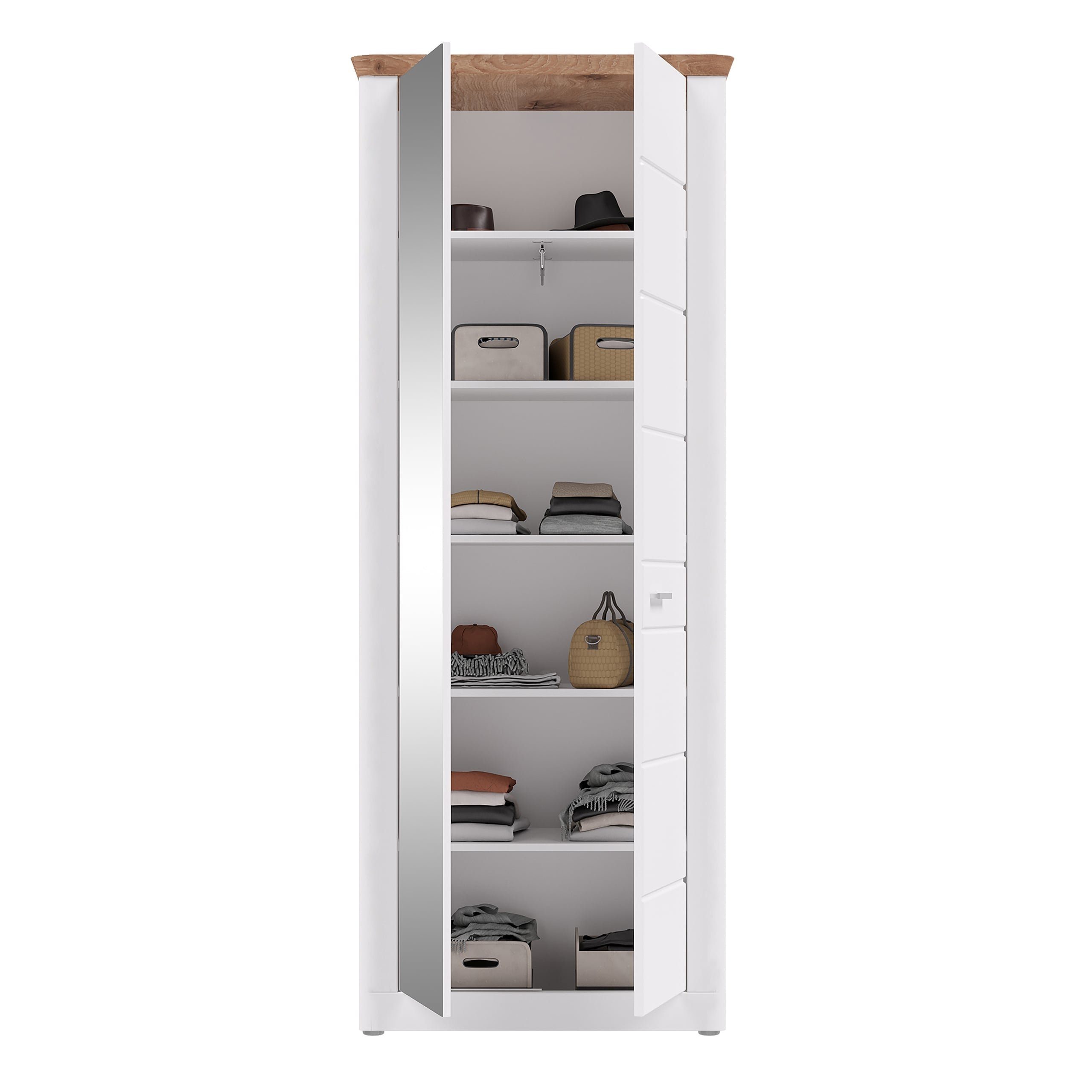 weiß Hochschrank matt Michalina NB Newroom Hochschrank Mehrzweckschr... MDF Modern Schrank TZ weiß