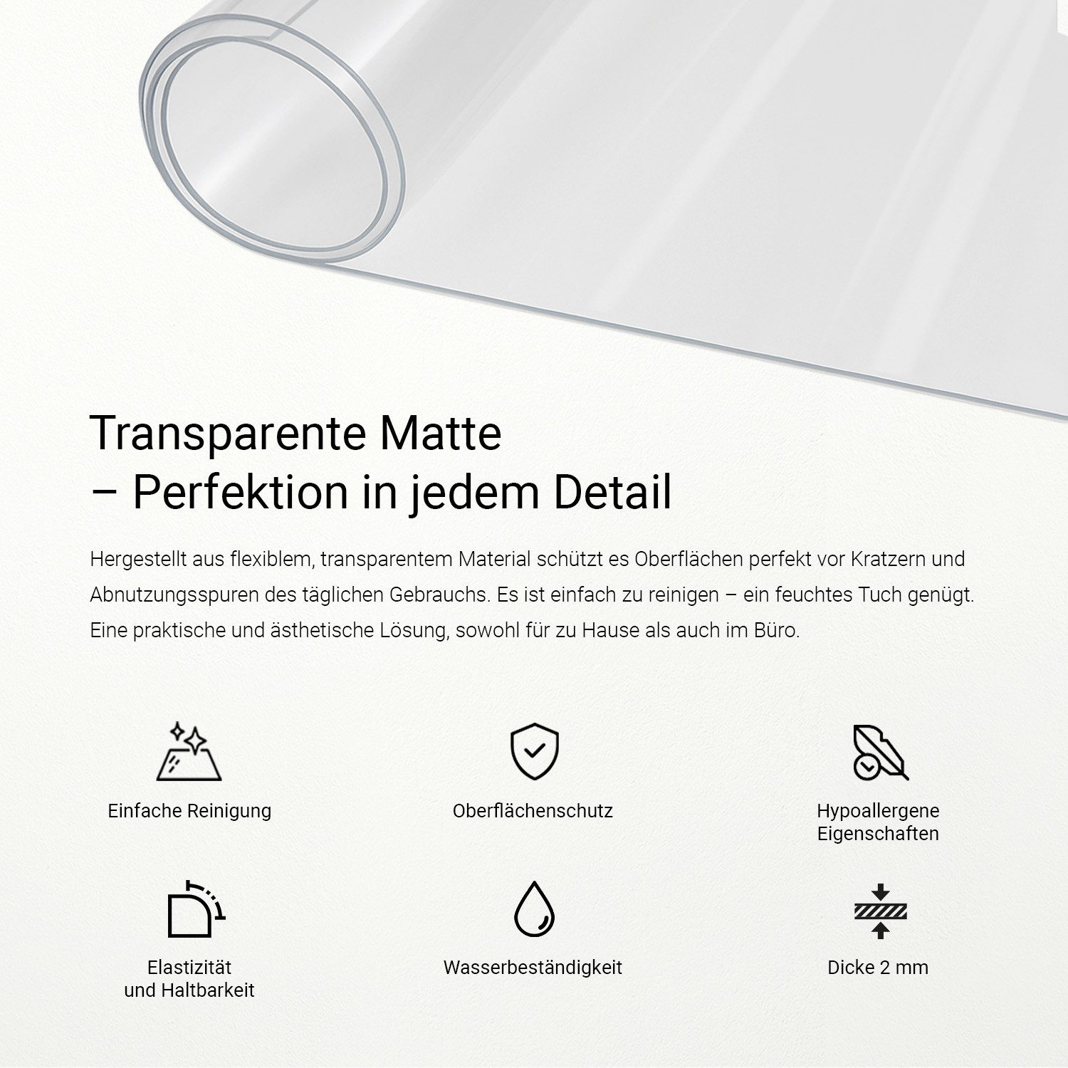 Tulup Schreibtischunterlage Transparente Schreibtischmatte,Tischmatte PVC,Schreibtisch Schutzfolie – Bild 3 von 5
