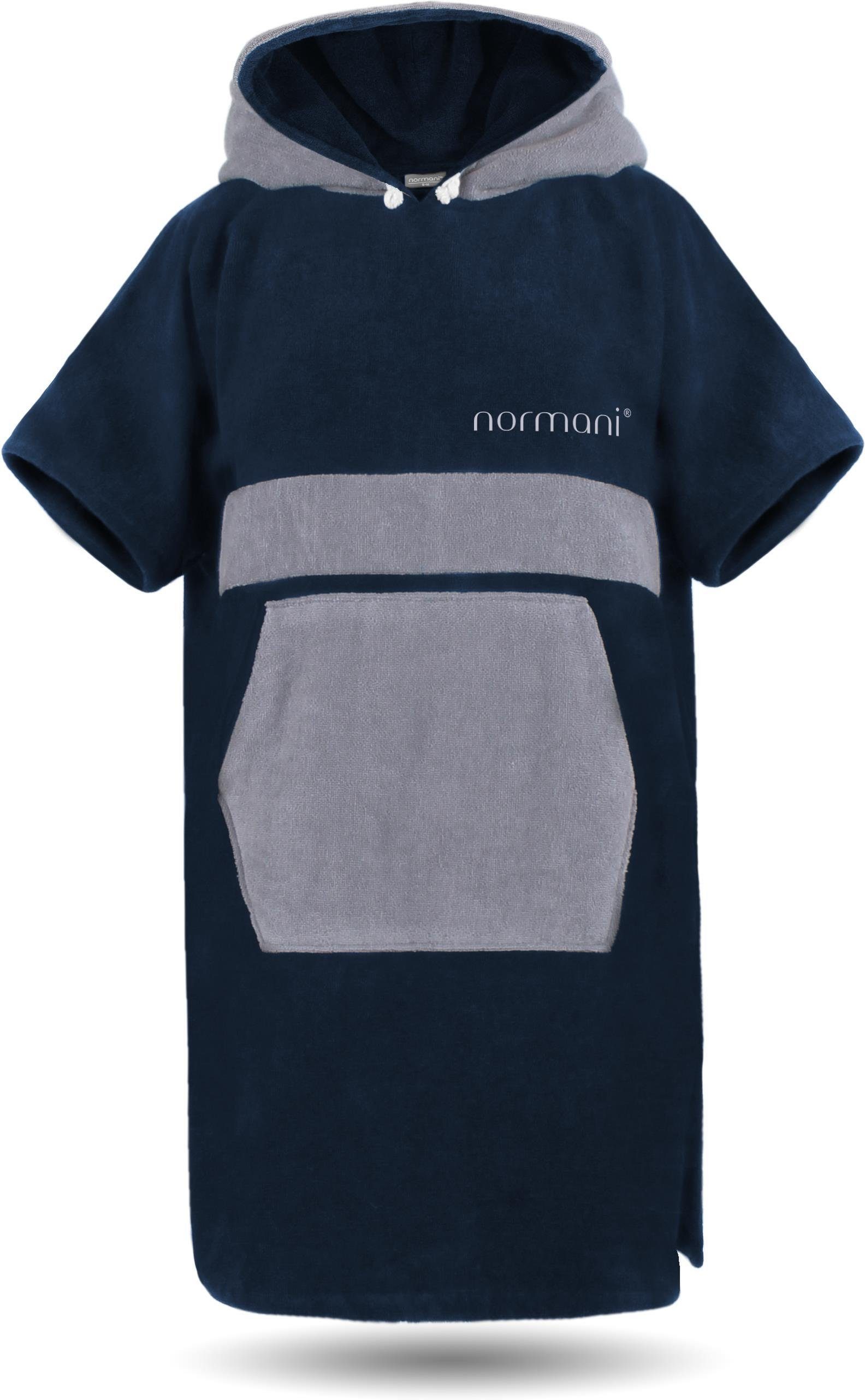 normani Badeponcho Bademantel Surfer Poncho, Midilänge, Baumwolle, Kapuze, Schlupf, Badeponcho aus 100 % saugstarker Baumwolle