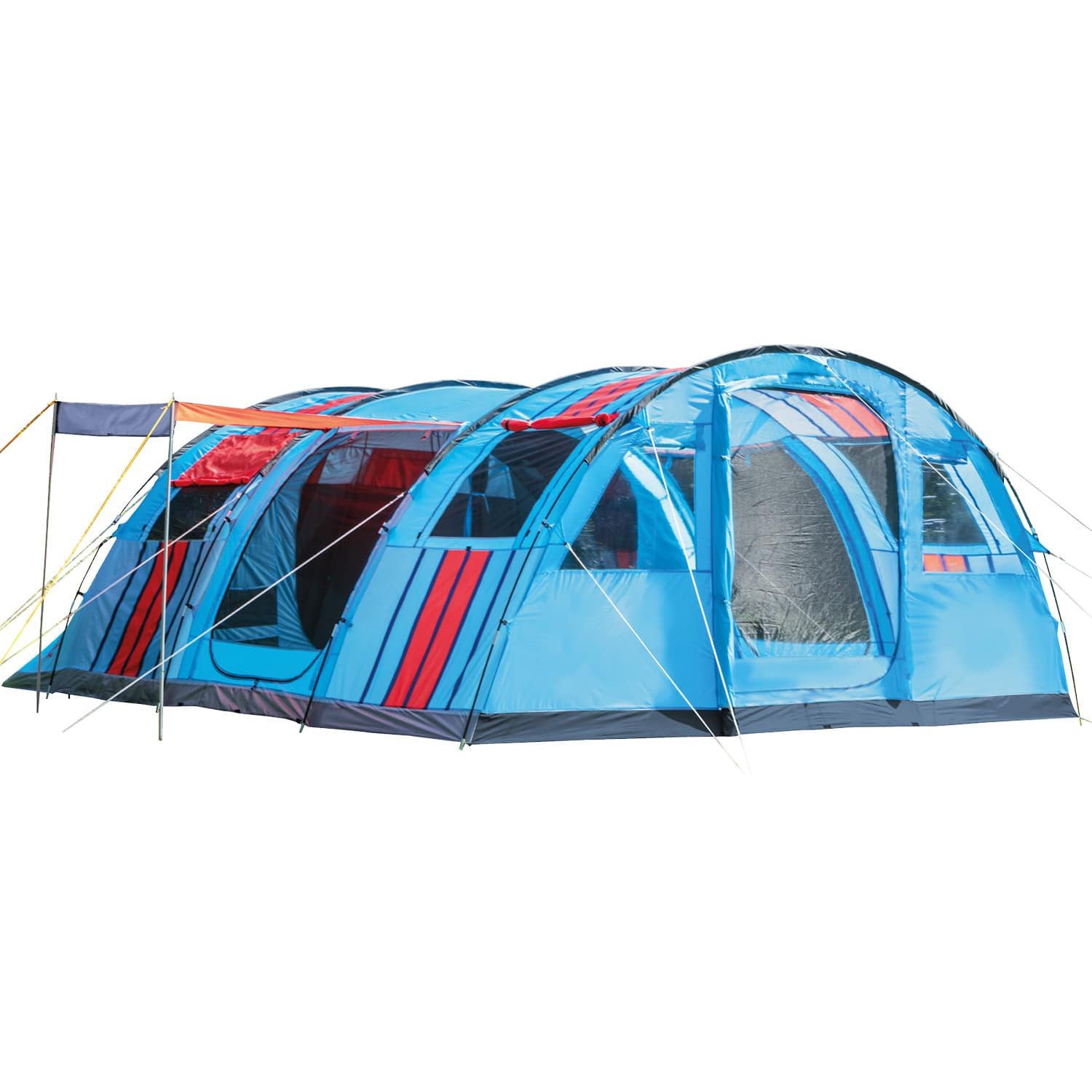 Skandika Tunnelzelt Gotland 6, dunkle Kabine, eingenähter Boden, 6 Personen, Personen: 6 (3 Eingänge (2 als Sonnendach nutzbar), 540 x 450 cm), mit eingenähtem Zeltboden, wasserdicht, 5000 mm Wassersäule