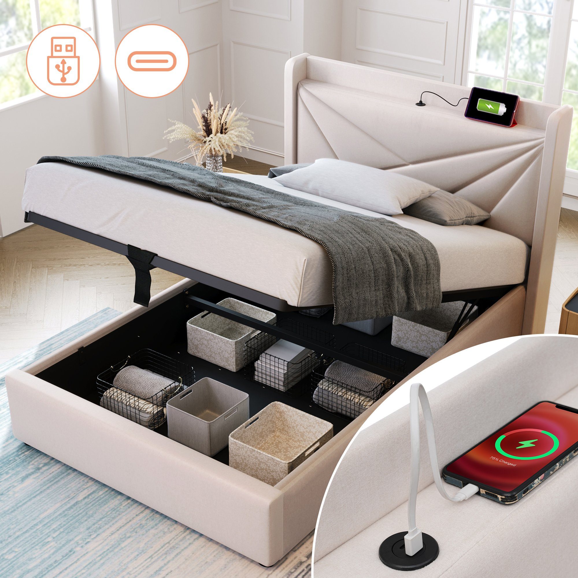 HAUSS SPOLE Polsterbett Polsterbett Einzelbett Funktionsbett günstig online kaufen