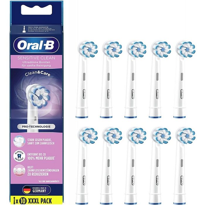 Oral B Elektrische Zahnbürste Sensitive Clean 10er - Aufsteckbürsten - weiß