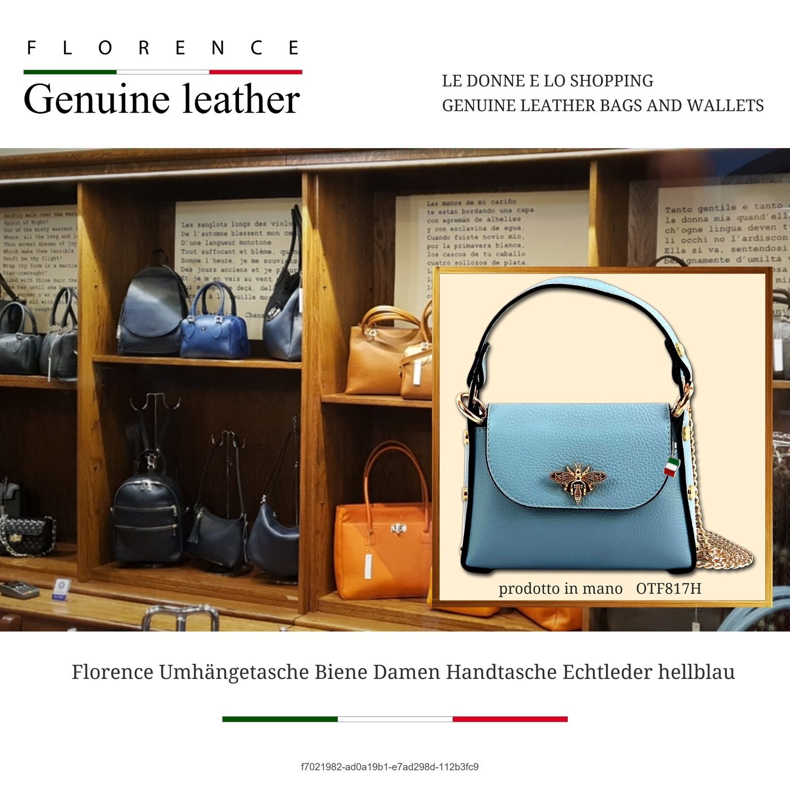 FLORENCE Umhängetasche hellblau Florence Tasche Leder (Umhängetasche, Umhän günstig online kaufen