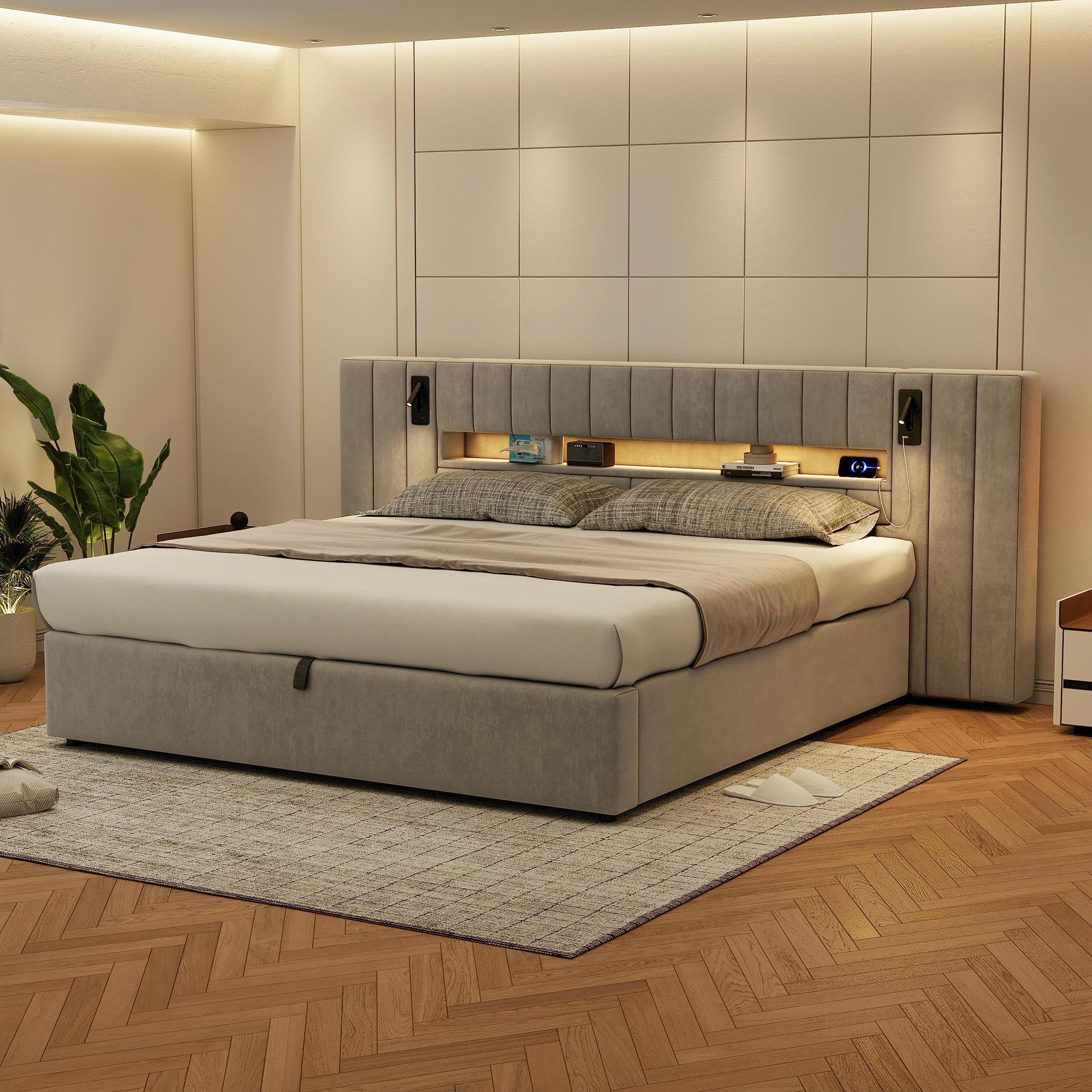 OKWISH Polsterbett Einfacher Aufbau, stabiler Rahmen günstig online kaufen