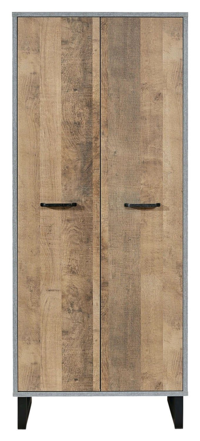 Garderobenschrank SOLANO, H 191 cm, Dekor, mit rustikal Eiche Betondekor, 2 Türen